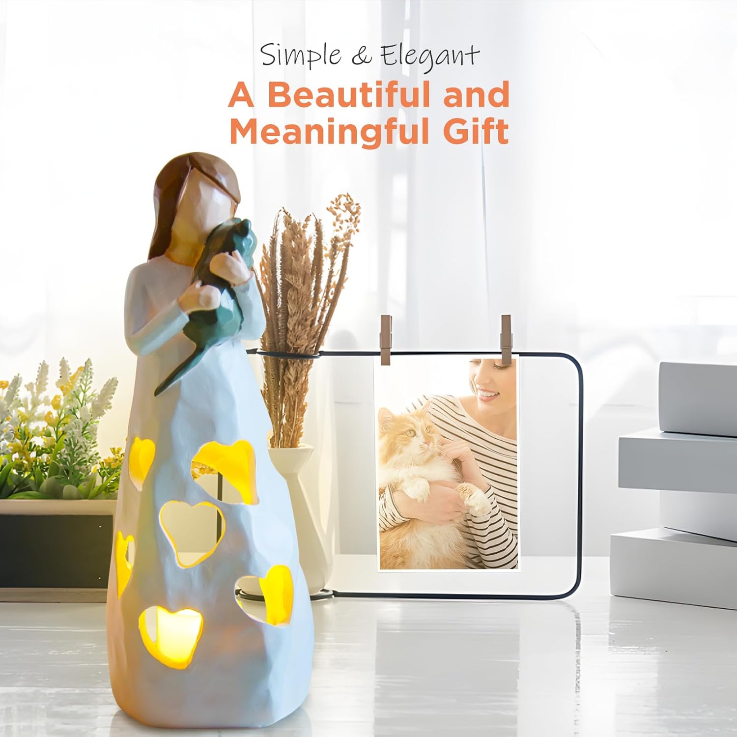 Styleonme Lámparas de vela, Estatua de la Madre e Hija, Regalos de Navidad de la hija, Gran Madre Regalos, Regalo de la Hija de la Madre, Regalo de