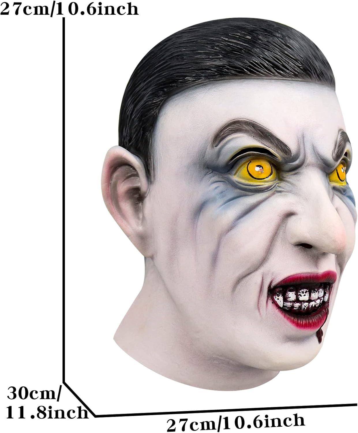 Máscara de vampiro aterradora y realista con ojos brillantes, monstruo de cabeza completa, disfraz de Halloween, cosplay, accesorios novedosos