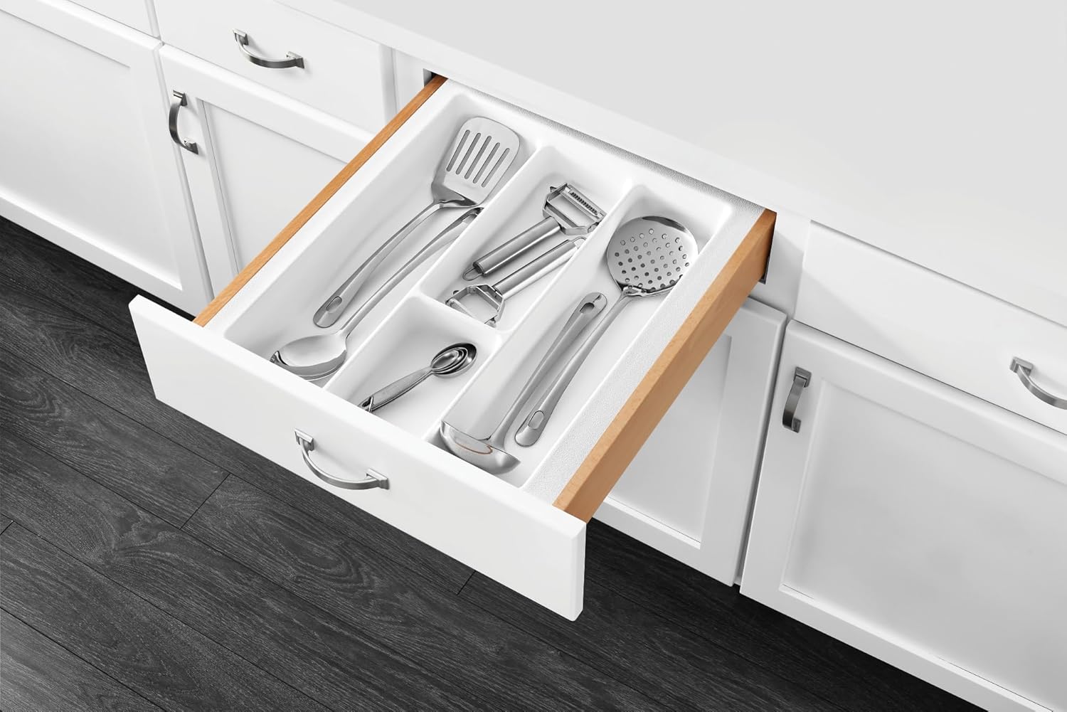 Rev-A-Shelf – GUT-10W-52 – Bandeja de cubiertos blanca brillante pequeña para cajón