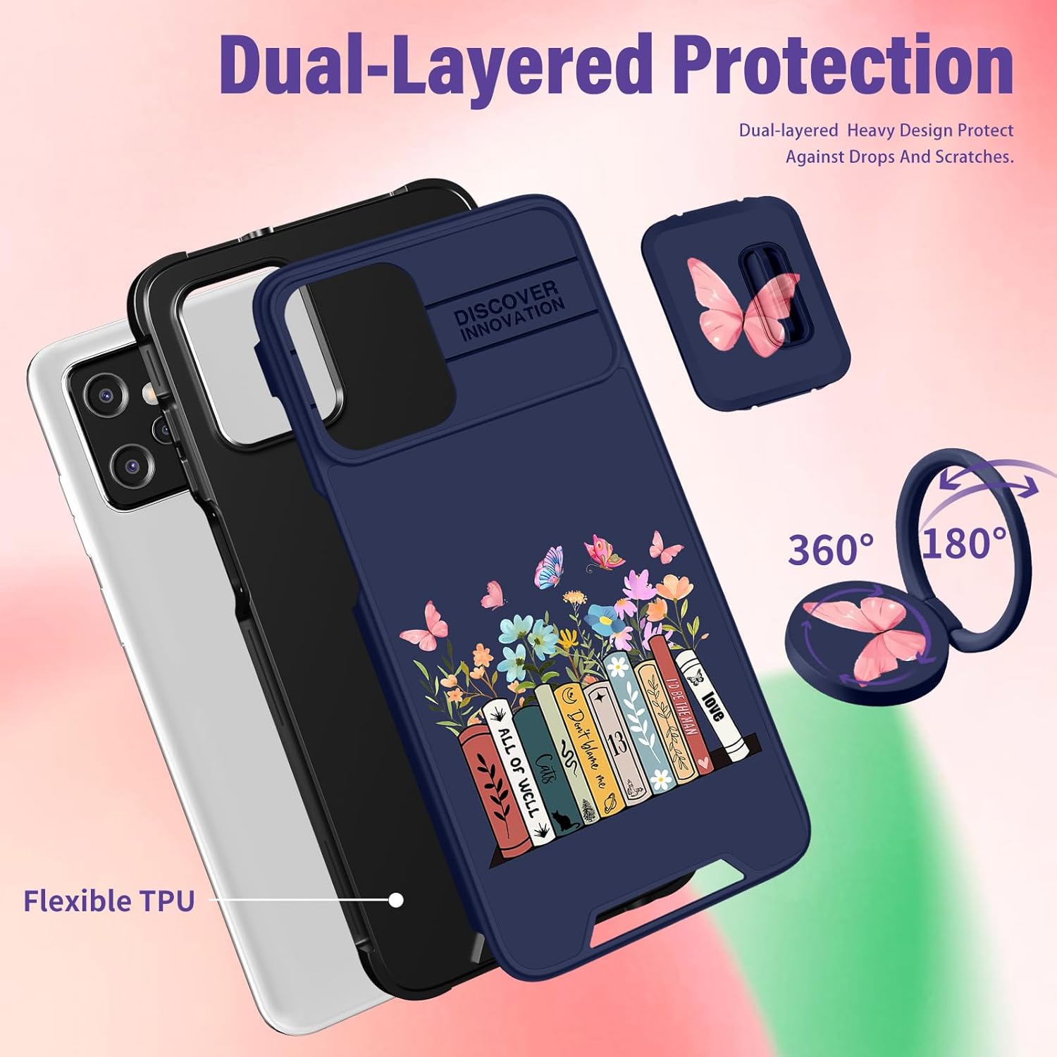 Funda 2 en 1 para Moto G Power 5G 2023 para mujeres y niñas, linda funda de teléfono femenina, adolescente, niñas, diseño de dibujos animados de