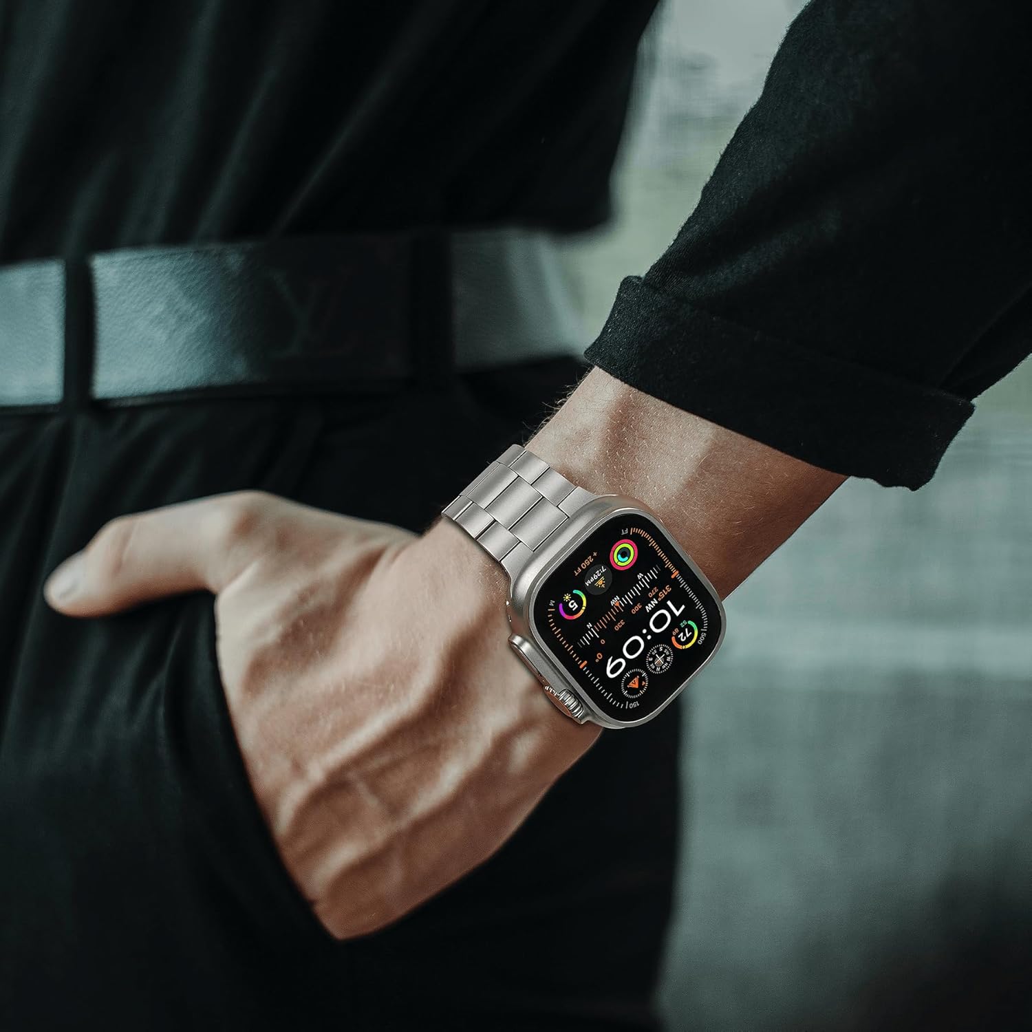 iiteeology Correa de 1.929 in compatible con Apple Watch Ultra Band Series 9, pulsera de acero inoxidable mejorada para iWatch de 1.772 pulgadas,