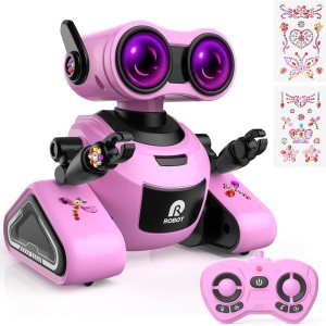 Yerloa Juguetes robot para niñas con calcomanías 3D para 3-5, juguetes de Pascua para bebés, juguete robot de control remoto para niños con música y Yerloa Juguetes robot para niñas con calcomanías 3D para 3-5, juguetes de Pascua para bebés, juguete robot de control remoto para niños con música y