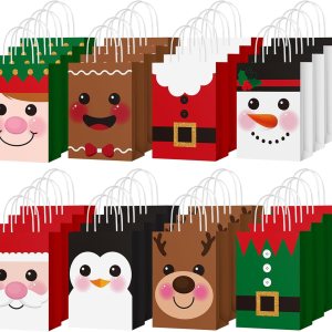 80 bolsas de regalo de Navidad con asas, tamaño pequeño, reutilizables, bolsas de papel de estraza de papel de estraza de Feliz Navidad, bolsas de 80 bolsas de regalo de Navidad con asas, tamaño pequeño, reutilizables, bolsas de papel de estraza de papel de estraza de Feliz Navidad, bolsas de