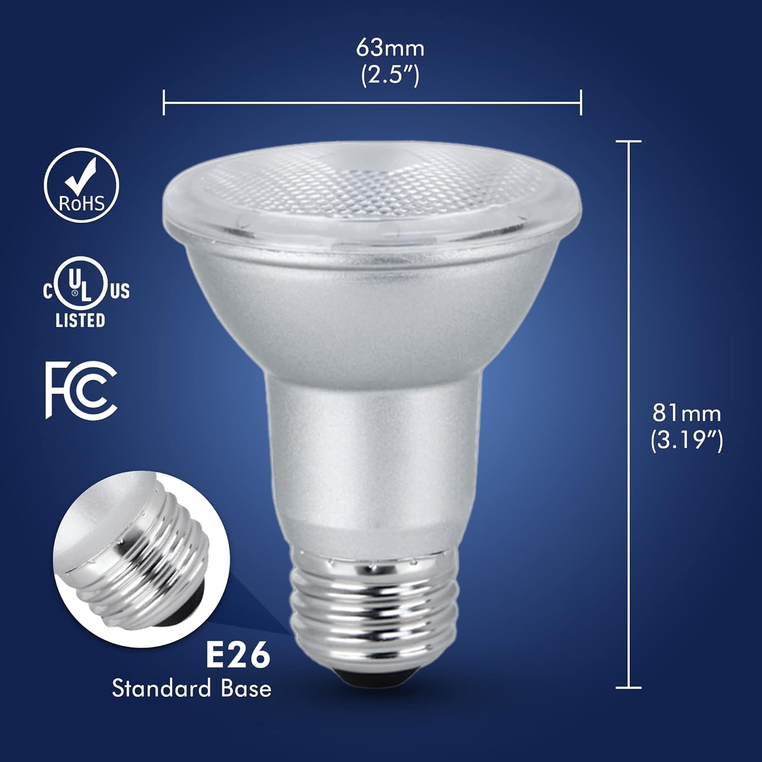 Xtricity Bombilla LED PAR20 regulable, 7 vatios (equivalente a 50 W), 500 lúmenes, luz diurna de 5000 K, 120 V, interiorexterior, certificado Energy