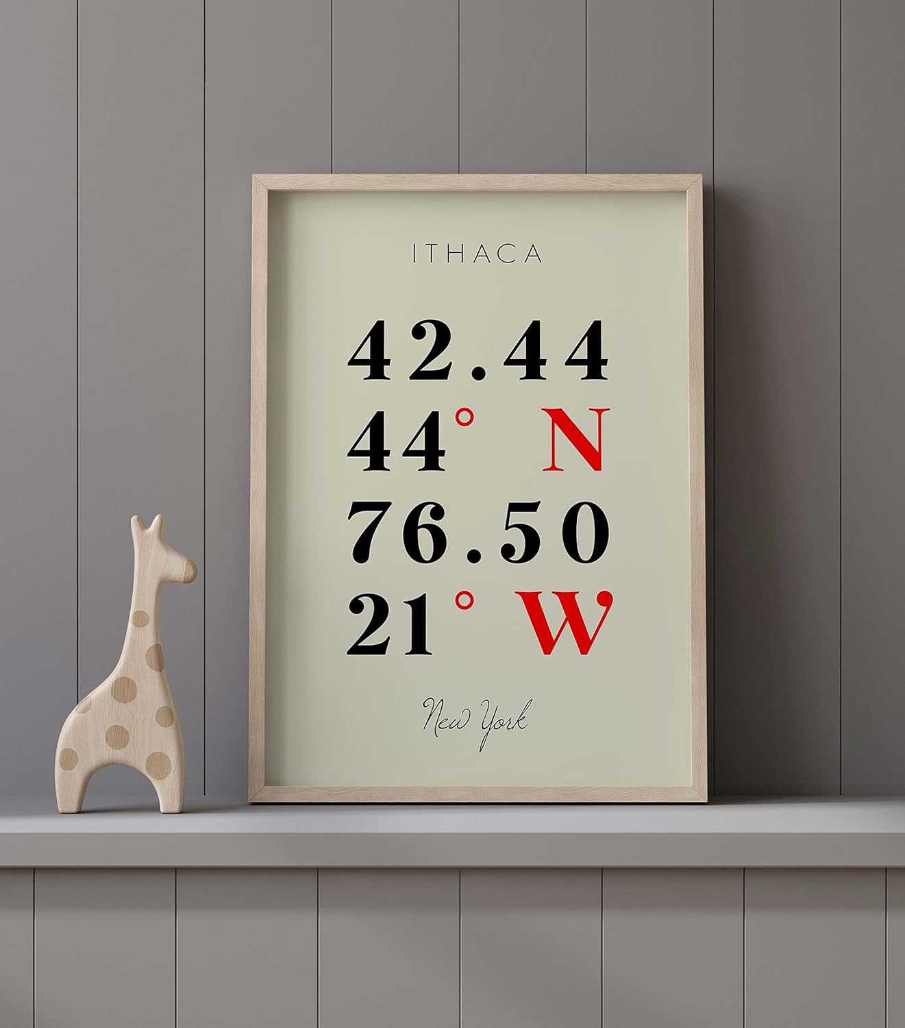 Mapa de Ithaca, New York, Coordenadas Multilíneas de Colores (8×10)