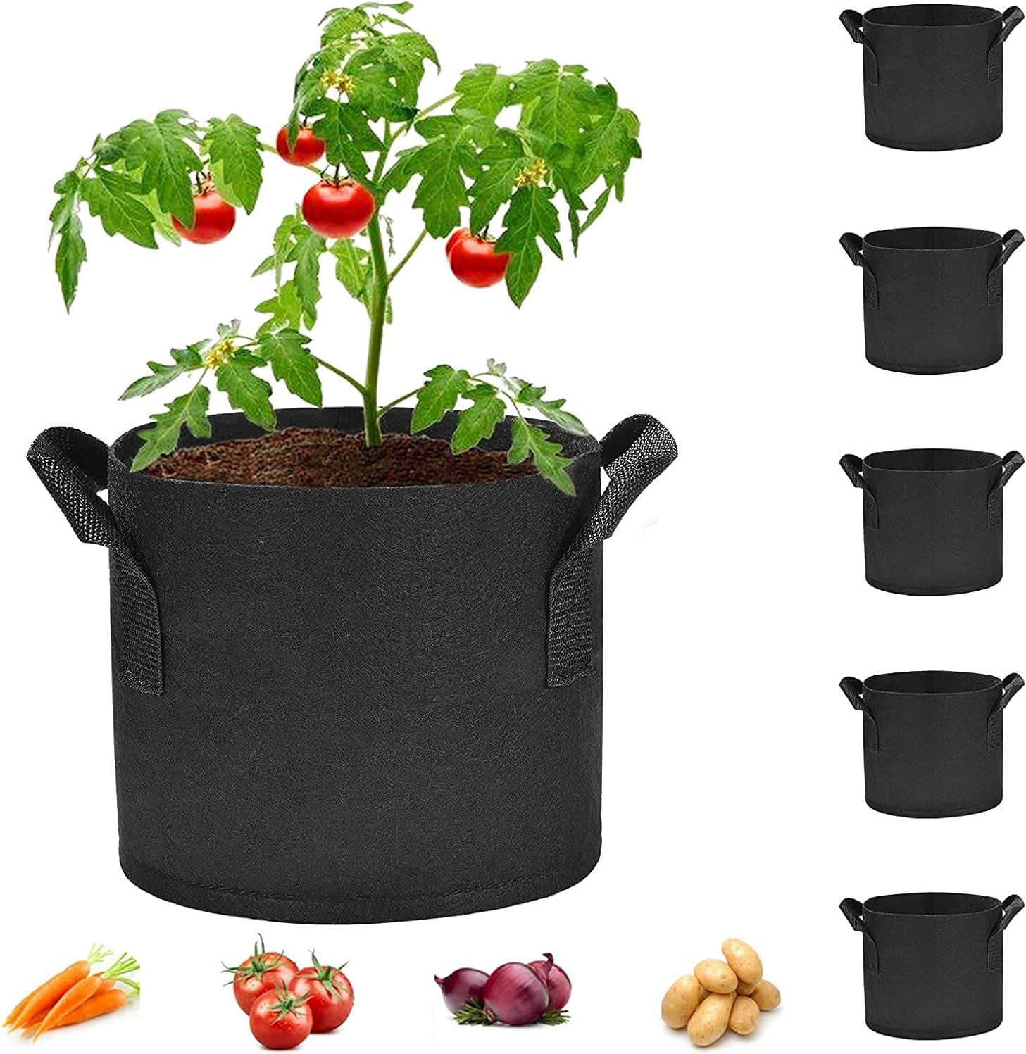 Paquete de 10 bolsas de cultivo de 1 galón con tela no tejida gruesa resistente y asas para plantas y flores, color negro
