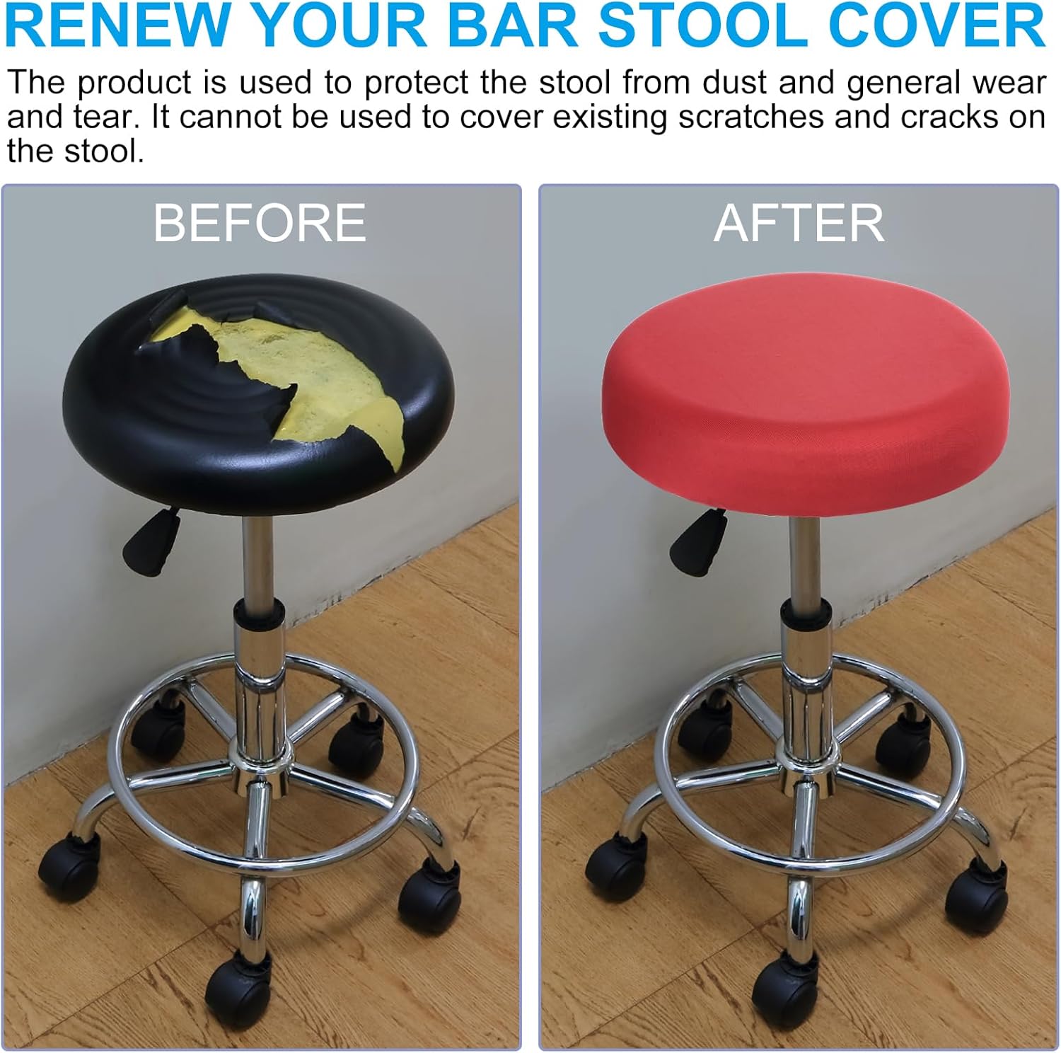PATIKIL Funda para taburete de bar redondo de 11 pulgadas, funda de cojín elástica lavable para silla de 11 a 16 pulgadas de diámetro, azul marino