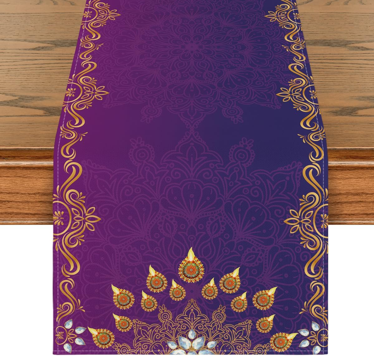 Artoid Mode Marigold Diwali – Camino de mesa, festival de luz, decoración de mesa de comedor indio para decoración de fiesta del hogar, 13 x 72
