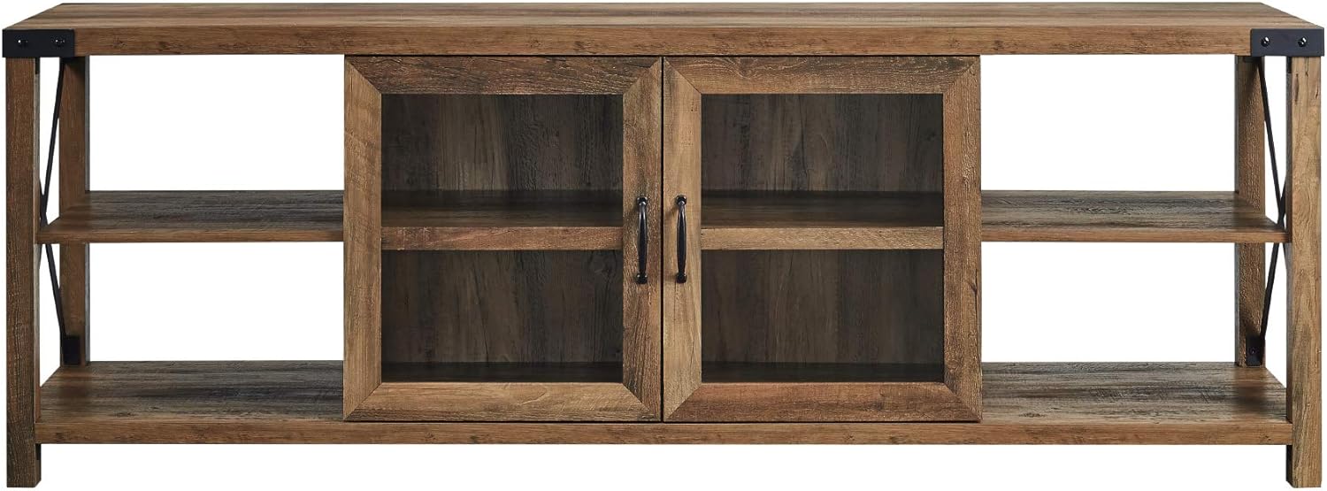 Walker Edison – Mueble de almacenamiento moderno, estilo casa de campo, de metal y madera, con laterales en X, para sala de estar, para TV de hasta