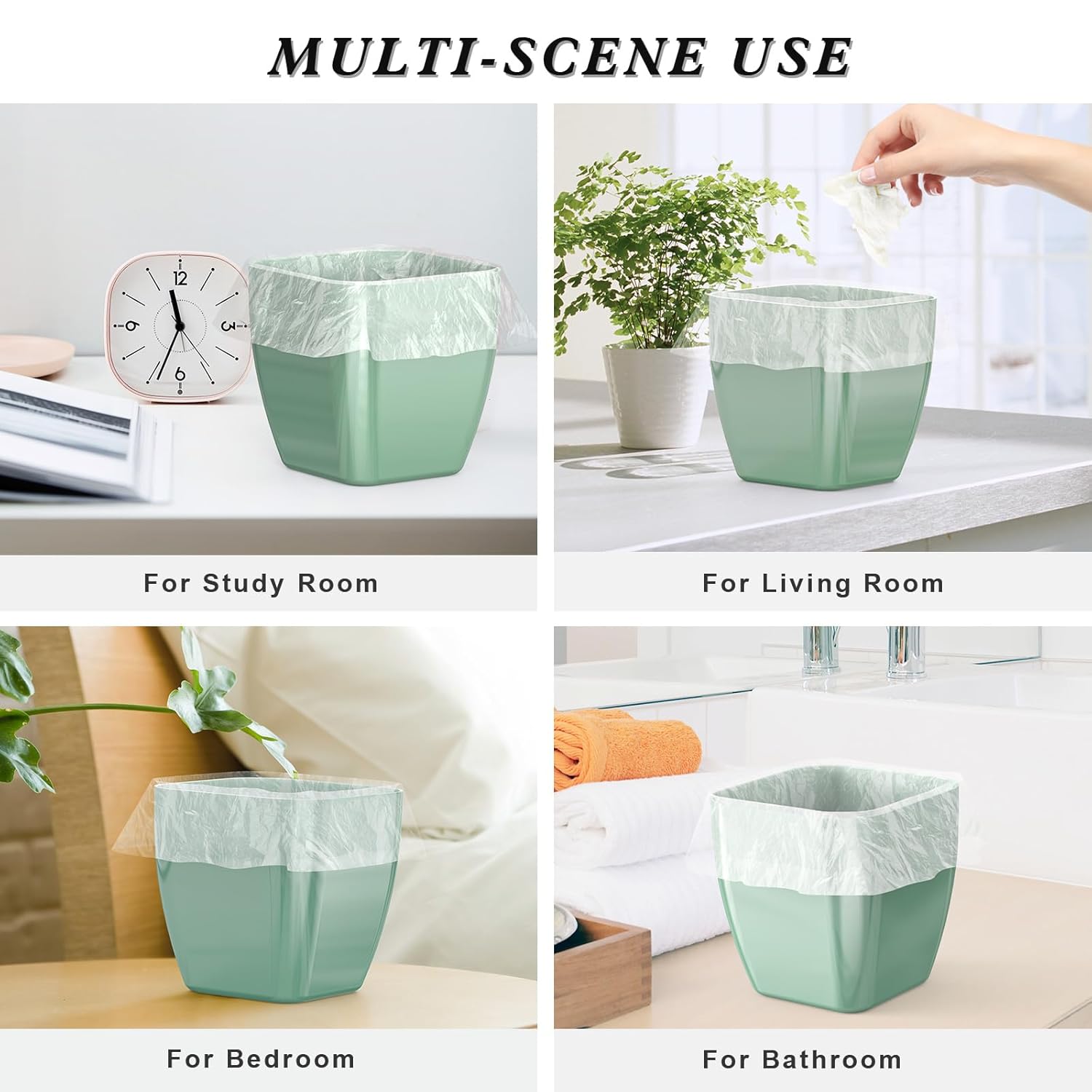 HEMOPLT Mini bote de basura  Paquete de 4 cubos de basura pequeños para encimera de escritorio, 0.4 galones, pequeño bote de basura perfecto para