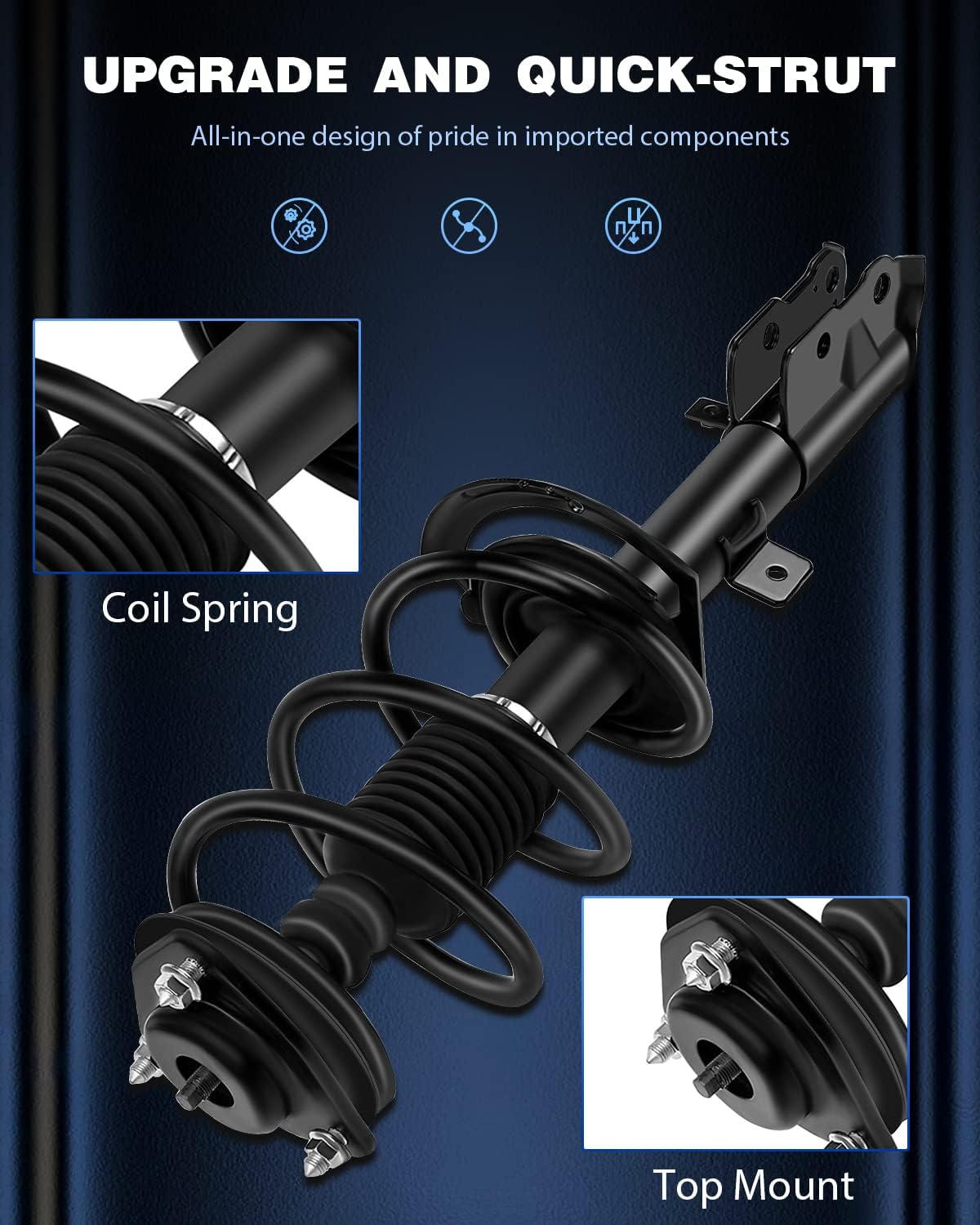 ECCPP Conjunto completo de muelles helicoidales de amortiguador delantero y trasero completo para el lado del conductor y del pasajero para