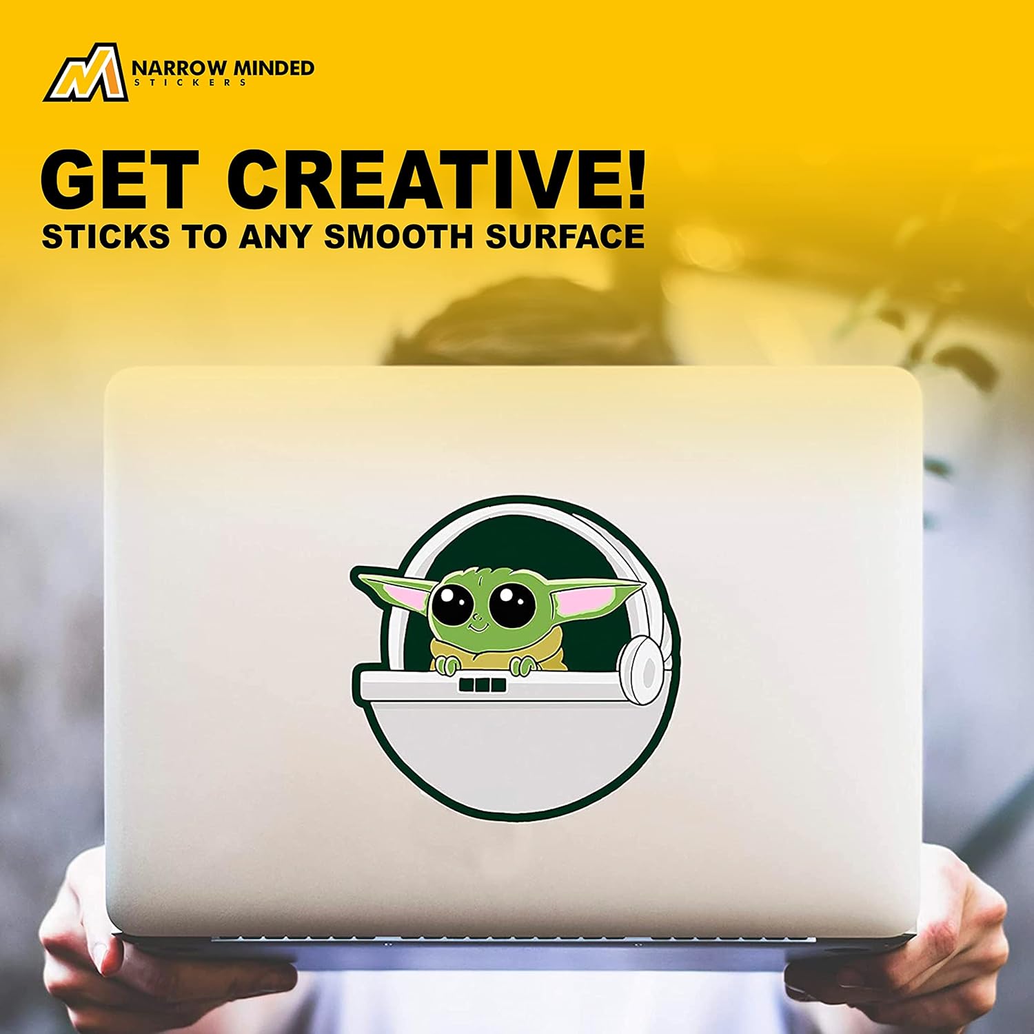 Baby Yoda – Calcomanías de auto (paquete de 2) súper lindas calcomanías mandalorianas para tu automóvil, camión o laptop