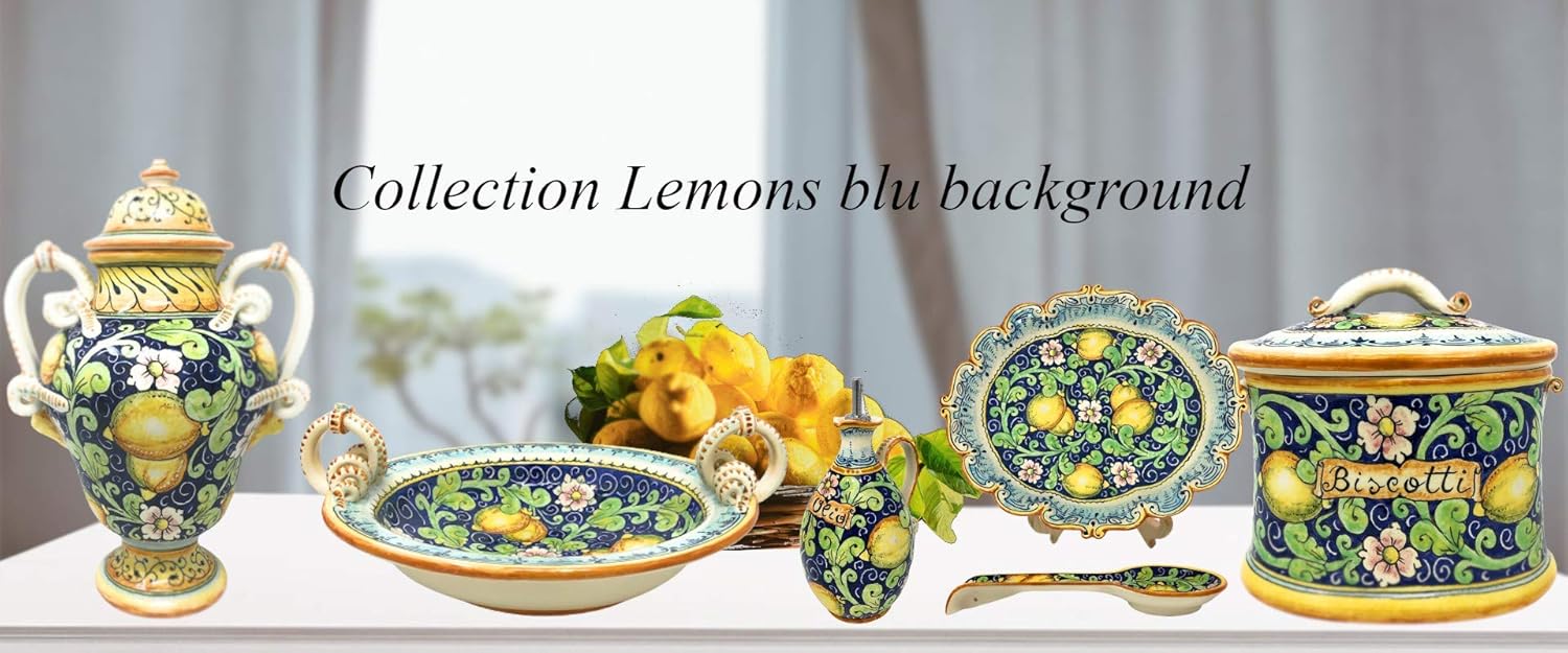 CERAMICHE D’ARTE PARRINI – Italian Ceramic Serving Appetizer Tray Plate Pottery Decorative Lemons Hand Painted Made in ITALY Tuscan