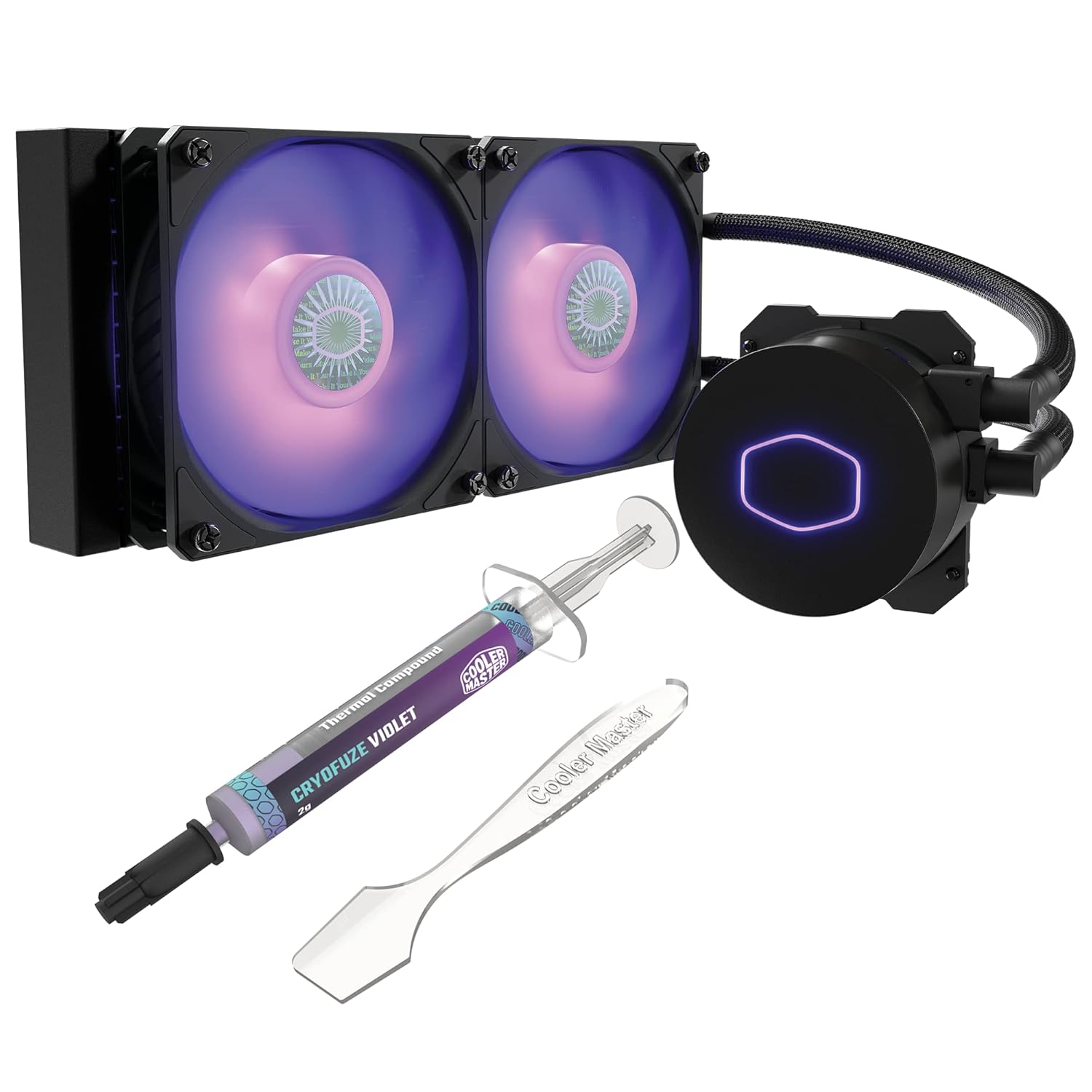 Cooler Master MasterLiquid ML240L RGB V2, enfriador líquido de CPU y pasta térmica de rendimiento HTK, radiador de 240, doble flujo de SickleFlow de