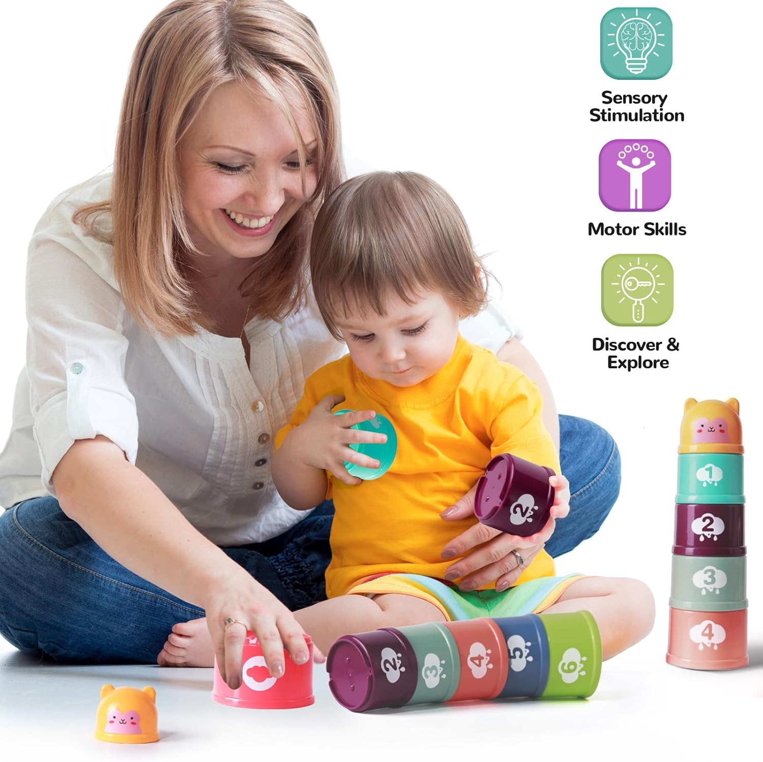 Juguetes para bebés 5 en 1 de 6 a 12 a 18 meses, juguetes Montessori para niños de 1 año, juguetes sensoriales para bebés, caja de pañuelos para
