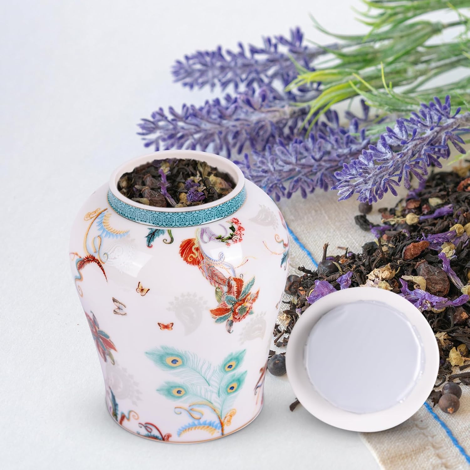 Tarro de jengibre chino con tapa, estilo antiguo, decorativo para el hogar, retro, flores de porcelana azul y blanca, florero de cerámica cubierto,
