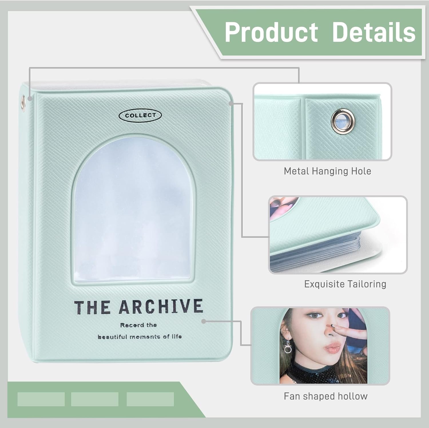 FUNUPUP Carpeta para tarjetas fotográficas de 3 pulgadas, álbum Kpop con soporte para tarjetas fotográficas Kpop, mini álbum de fotos hueco con 32