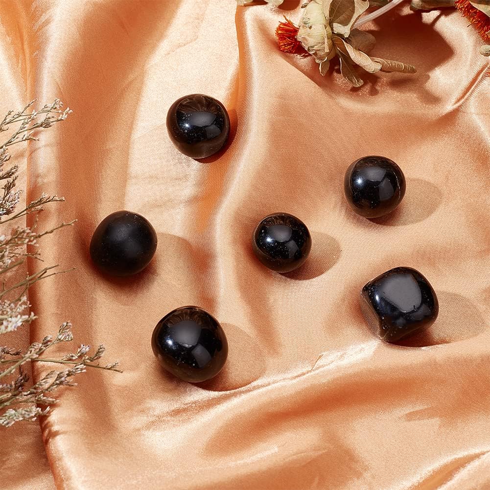 OLYCRAFT Piedras pulidas de 0.2 libras, cuentas de obsidiana negra natural, piedra de cristal de obsidiana pulida, piedras naturales de Feng Shui