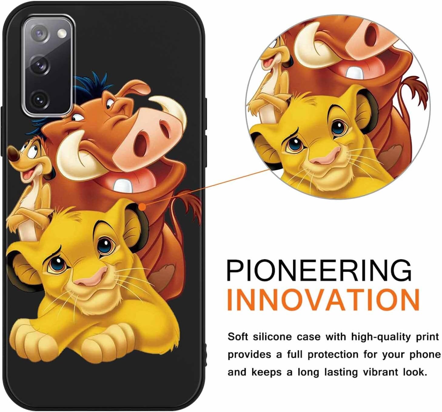 FGIAZDU Paquete de 2 fundas negras de dibujos animados de león para Samsung Galaxy S20 FE 5GS20 Lite de 6.5 pulgadas, TPU suave lindo anime para