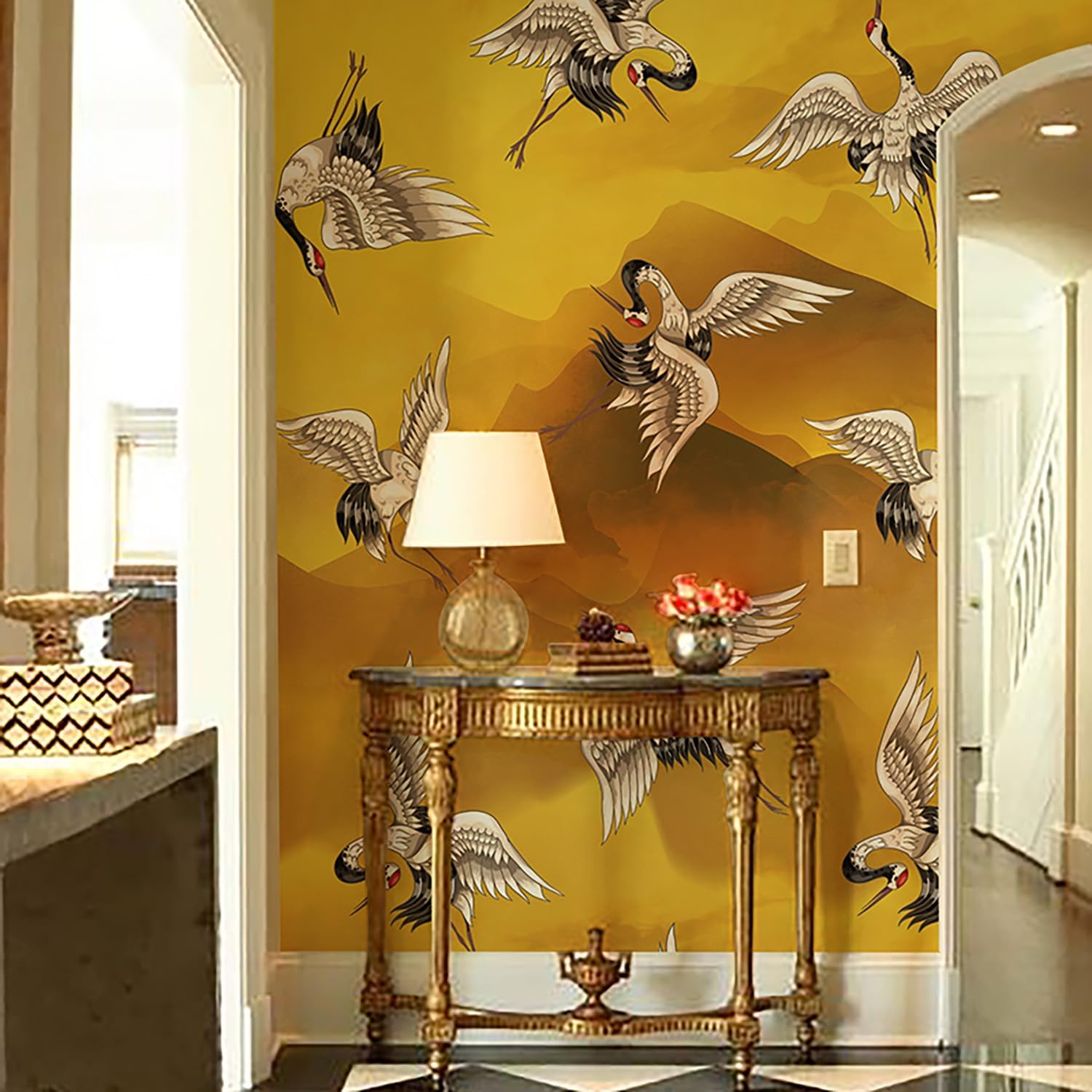 Mural de pared chinoiserie pelar y pegar, papel tapiz autoadhesivo de vinilo texturizado de cuero para dormitorio, sala de estar, decoración de