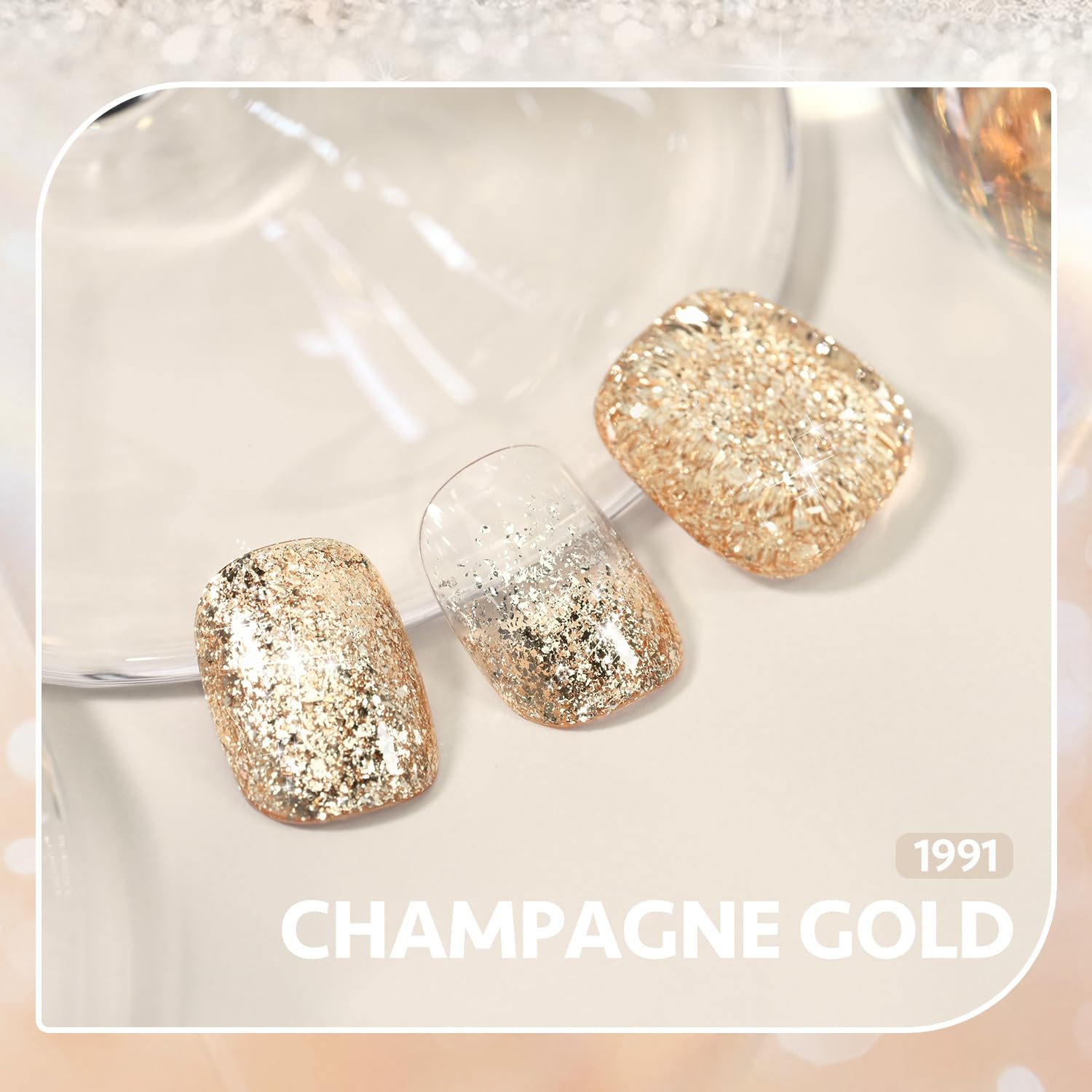 GAOY Esmalte de uñas de gel con purpurina, 0.6 onzas líquidas, esmalte de gel dorado brillante, gel UV con purpurina brillante para arte de uñas,