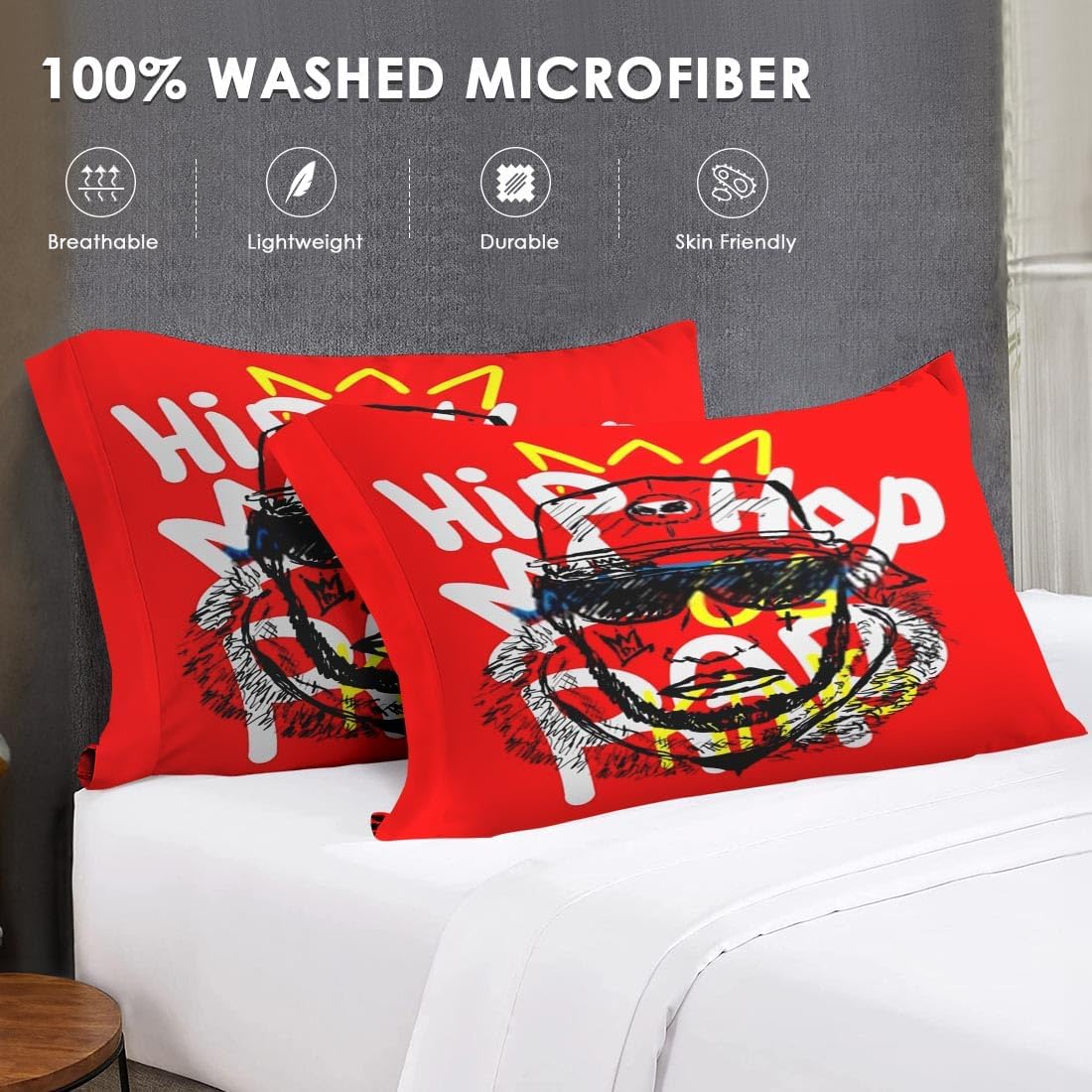 Juego de edredón tamaño Queen, juego de ropa de cama suave de béisbol con música King para niños y adultos, juego de edredón de rap con corona de
