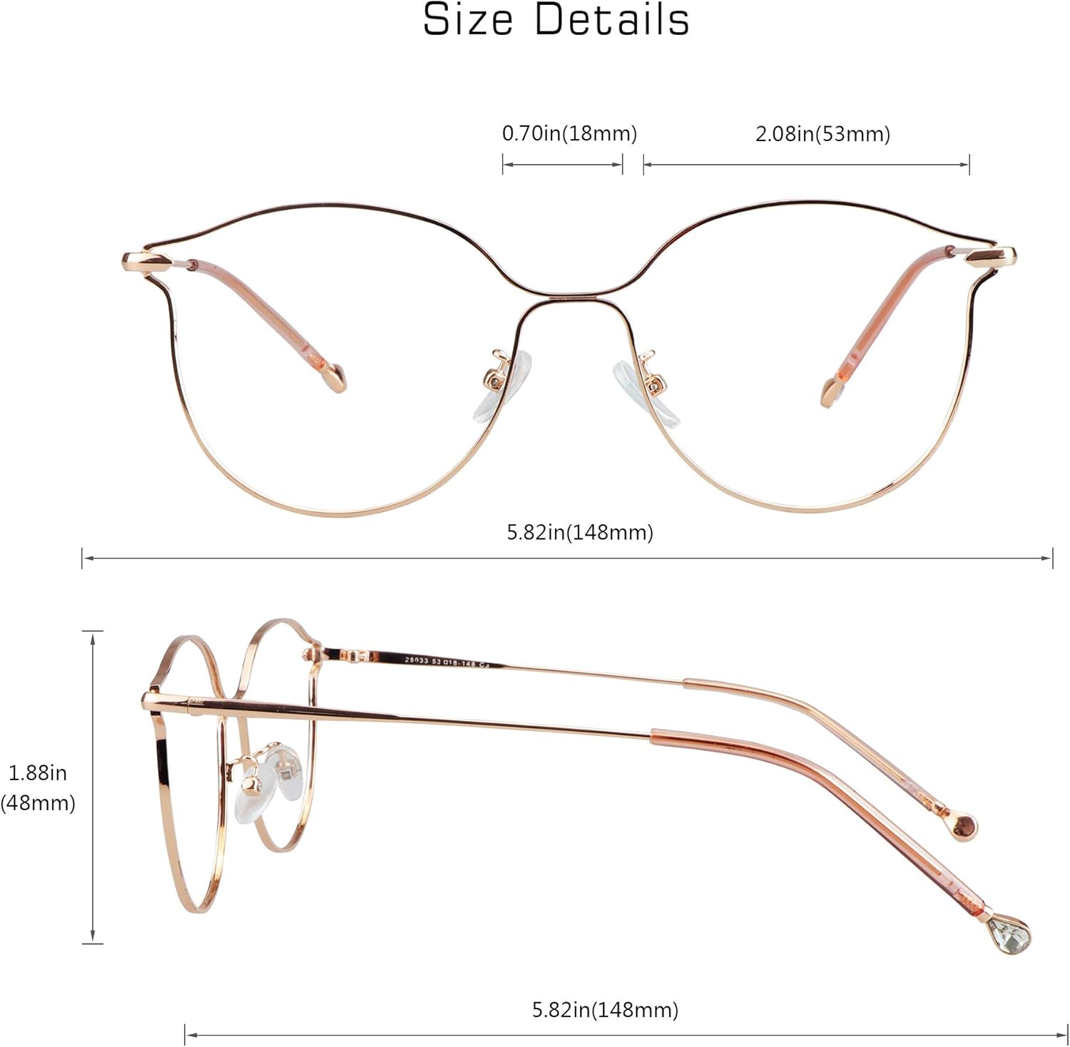 VisionGlobal Lentes de bloqueo de luz azul para mujer, antifatiga ocular, lectura en computadora, elegante marco ovalado
