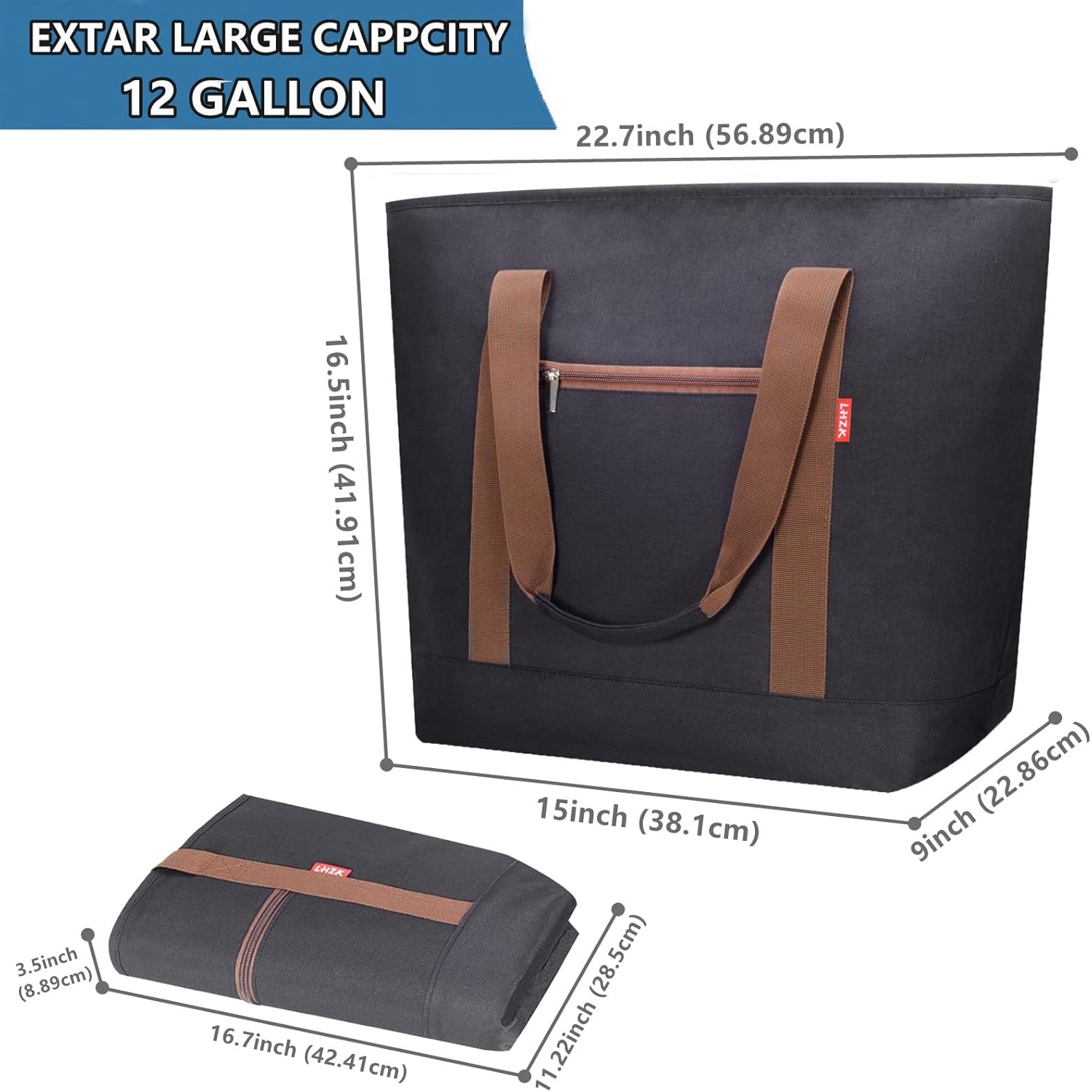 LHZK Bolsa térmica con aislamiento jumbo con aislamiento de espuma térmica, de alta calidad con cremallera, bolsa térmica aislada para transporte de