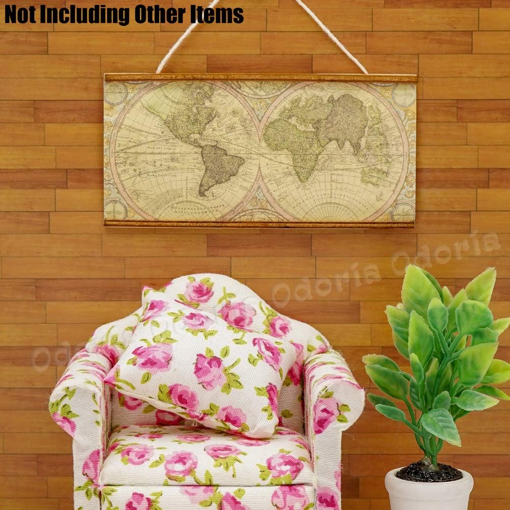 Odoria Accesorios de decoración de casa de muñecas con mapa del mundo en miniatura 112