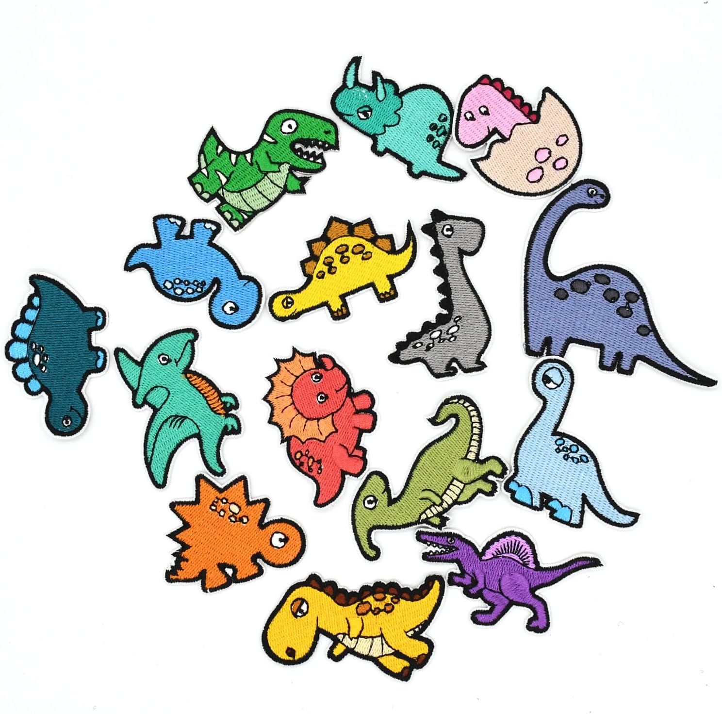 15 parches bordados de dinosaurio, parches bordados de dinosaurio, apliques divertidos de dinosaurios para planchar para ropa, bolsos, sombreros,
