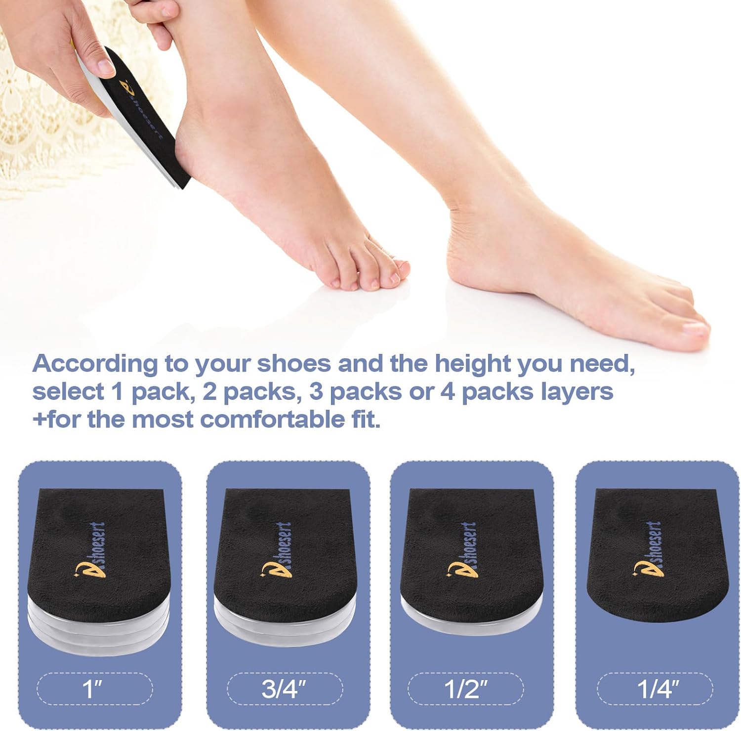 Elevación de talón ajustable, insertos de elevación de zapatos para dolor de talón y discrepancias de longitud de piernas, plantilla de aumento de