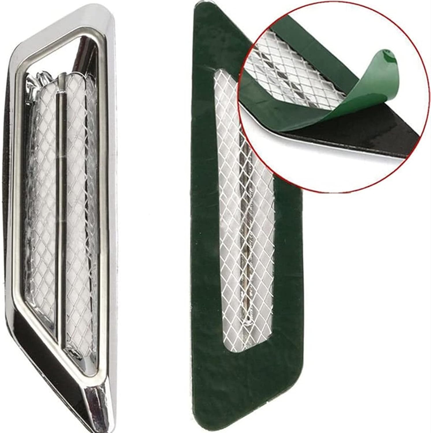 1 par de calcomanías universales de flujo de aire cromado para decoración de ventilación lateral de flujo de aire para puerta de ventilación de