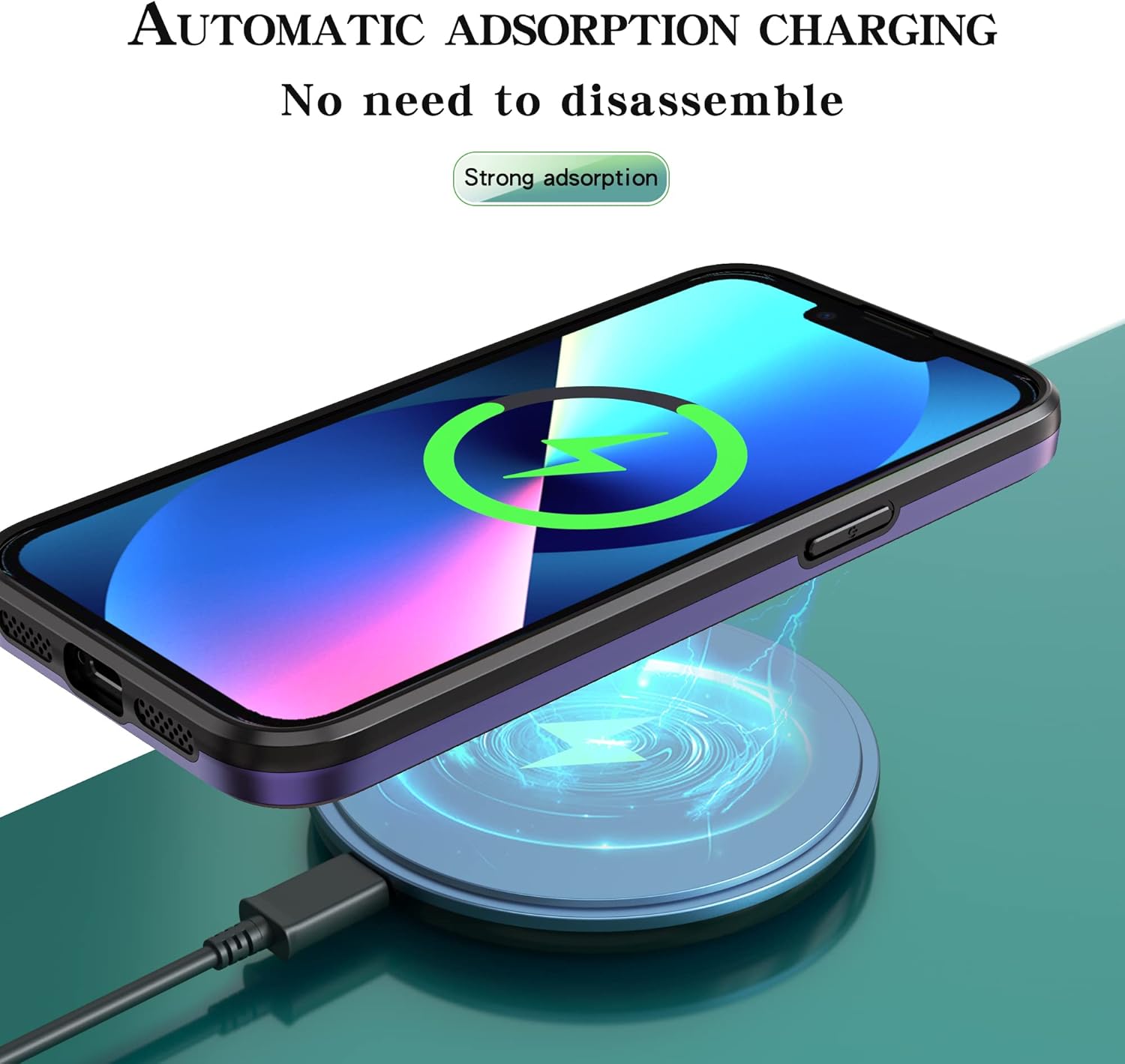 Asuwish Funda de teléfono para iPhone 13 Pro de 6.1 pulgadas con protector de pantalla de vidrio templado Magsafe y soporte delgado, funda híbrida
