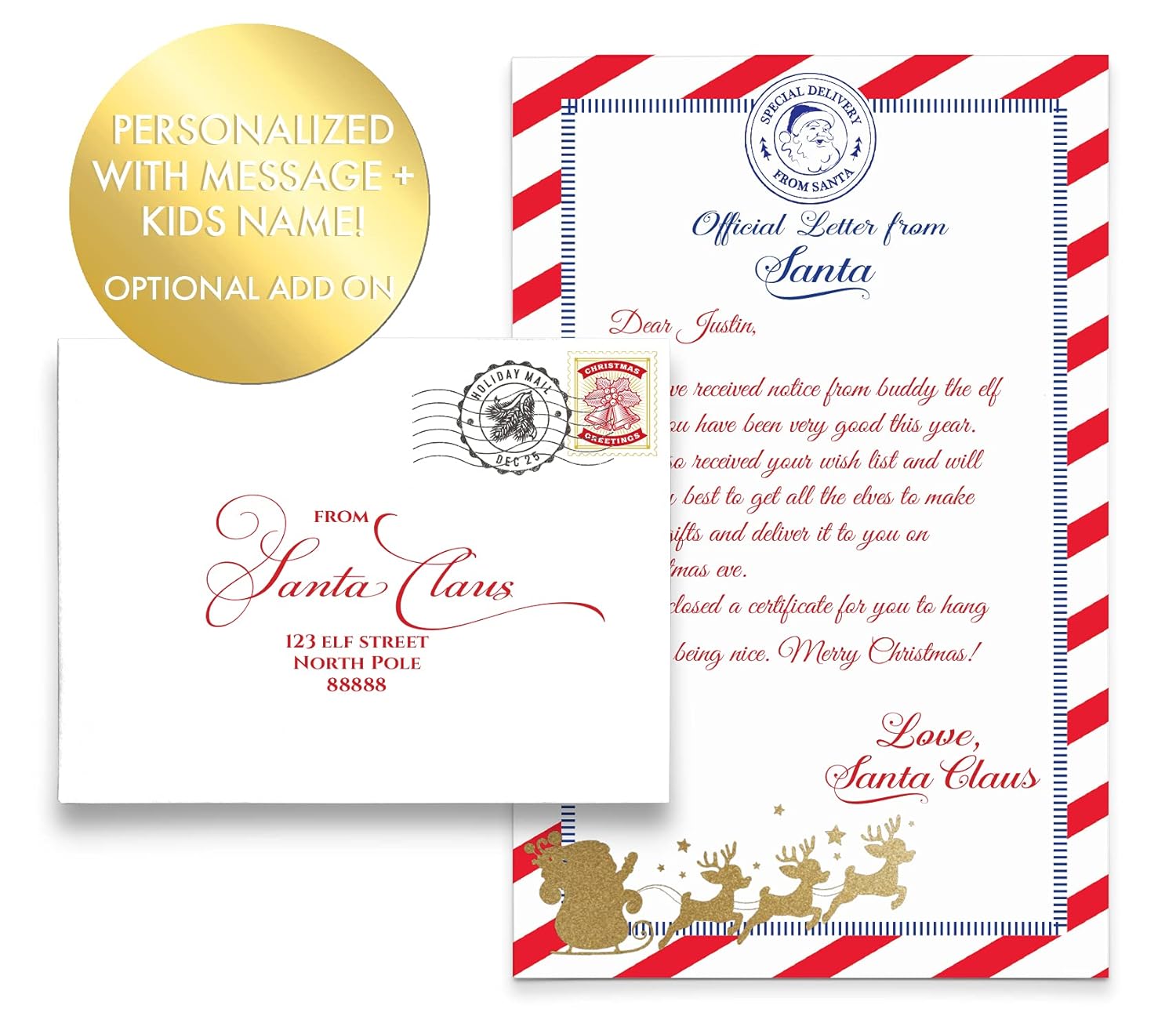 Dear Santa Letter SET OF 5 SHEETS 5 ENVELOPES, Dear Santa Letters to Santa Stationery Kit for Kids, Christmas Letters to Santa Stationary Paper with