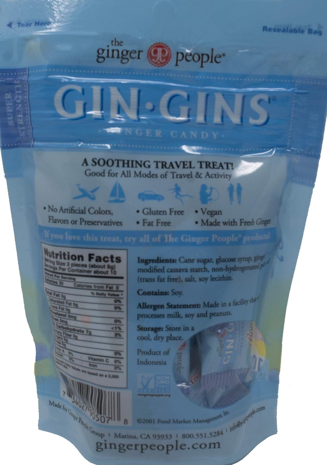 Gin Gins Ginger Chews  Caramelo de jengibre masticable variedad de 4 sabores (1) cada uno doble fuerza, original, súper fuerte, jengibre