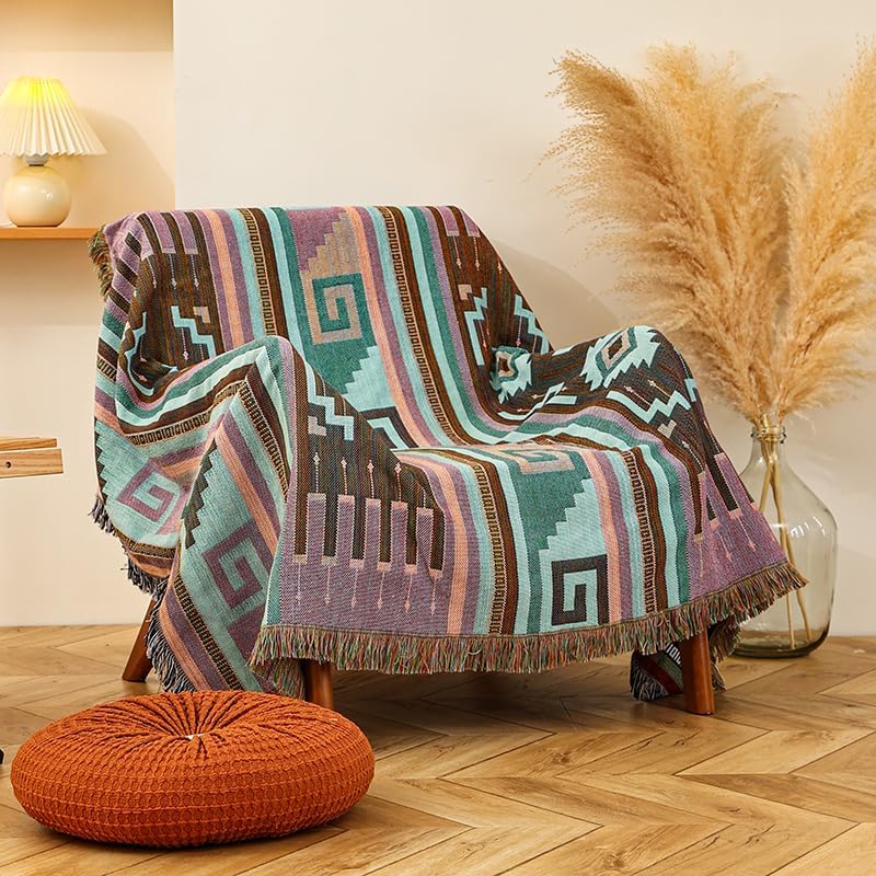 Shesyuki Southwest – Manta decorativa bohemia azteca para sofá, silla, sofá, cama, al aire libre, playa, viajes, 51 x 63 pulgadas