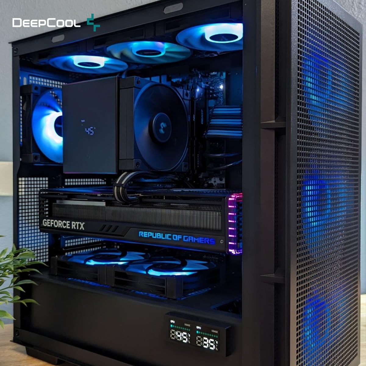 DeepCool AK620 Enfriador de aire digital para CPU Mighty 260w TDP 6 tubos de calor de cobre de doble torre con pantalla de estado y tiras LED ARGB