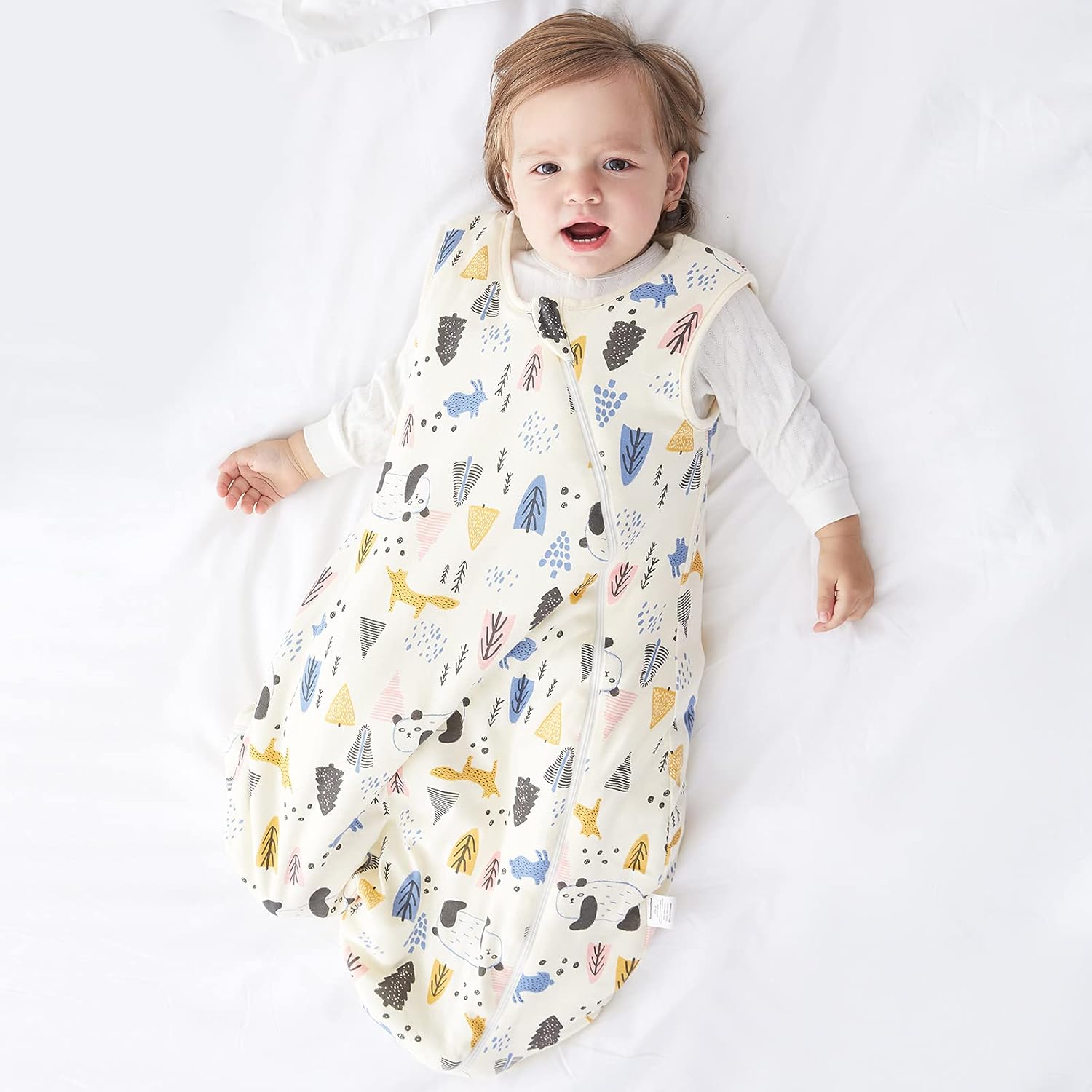 Duomiaomiao Saco de dormir unisex para bebé, 100% algodón, TOG 2.5, manta portátil, saco de dormir con cremallera de 2 vías para bebé, niña y niño