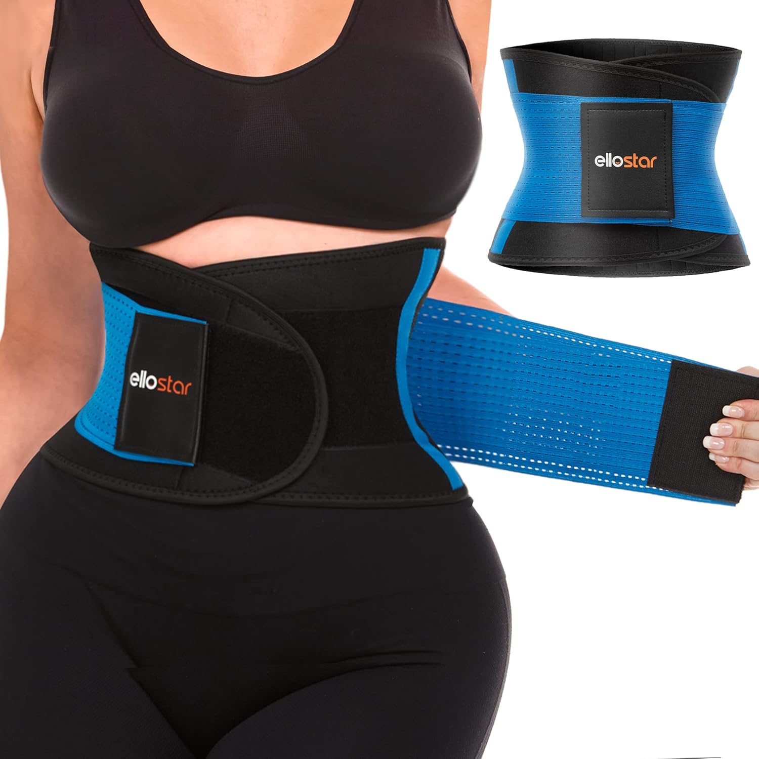 ellostar Entrenador de cintura para mujer banda de sudor para grasa del vientre, control de abdomen, soporte de espalda, faja moldeadora de