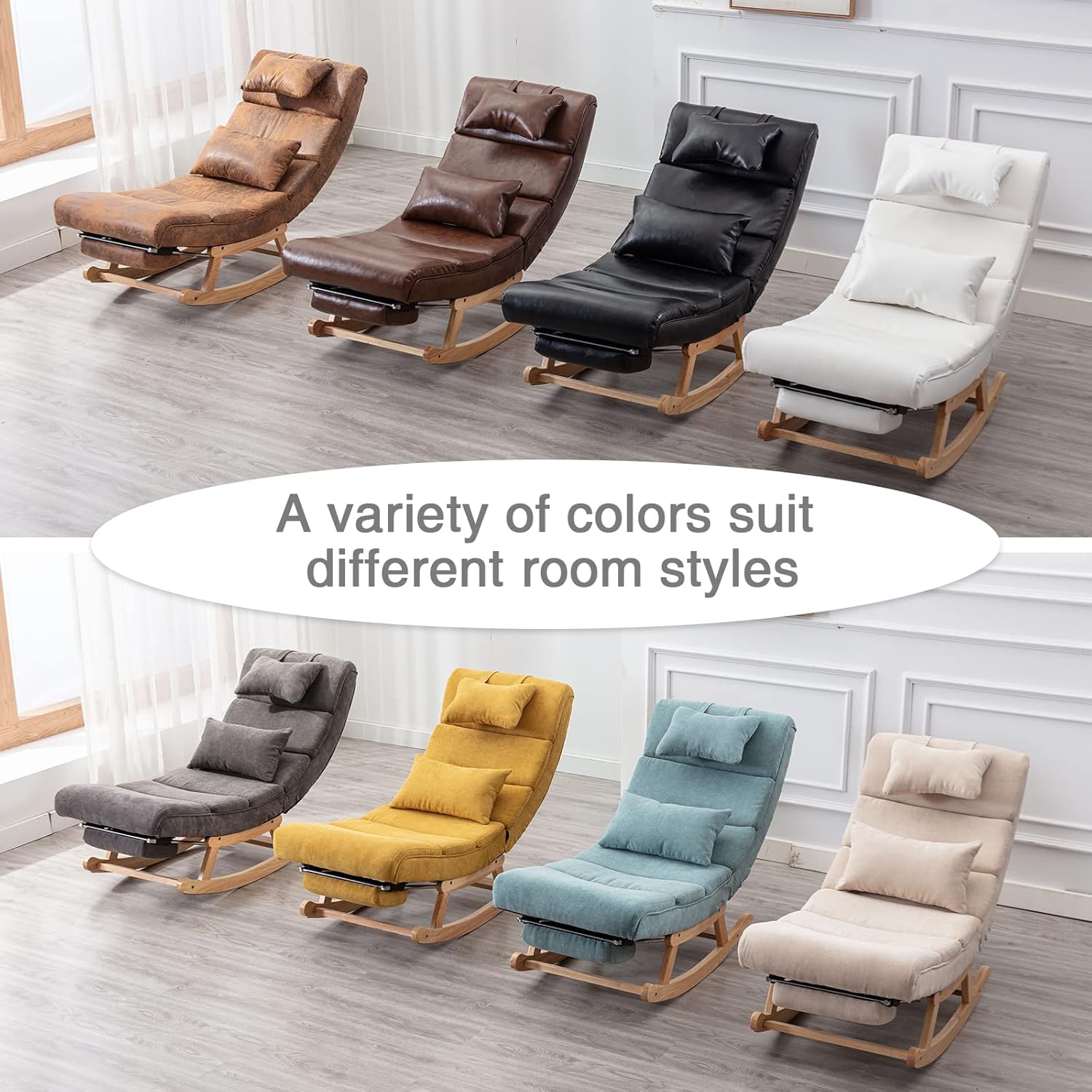 NIOIIKIT Silla mecedora moderna, silla deslizadora tapizada para guardería, silla mecedora decorativa con respaldo grande y pedal extraíble, silla