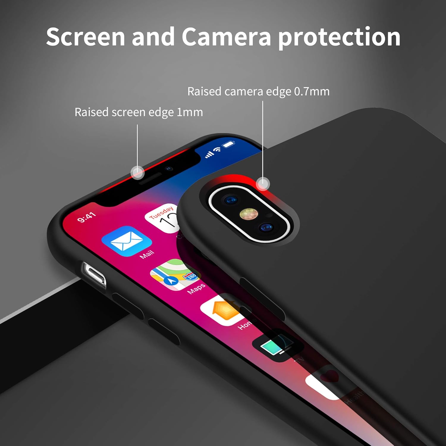 OTOFLY Funda para iPhone X, serie sedosa y suave al tacto, funda protectora de goma de silicona suave de alta calidad, compatible con Apple iPhone X