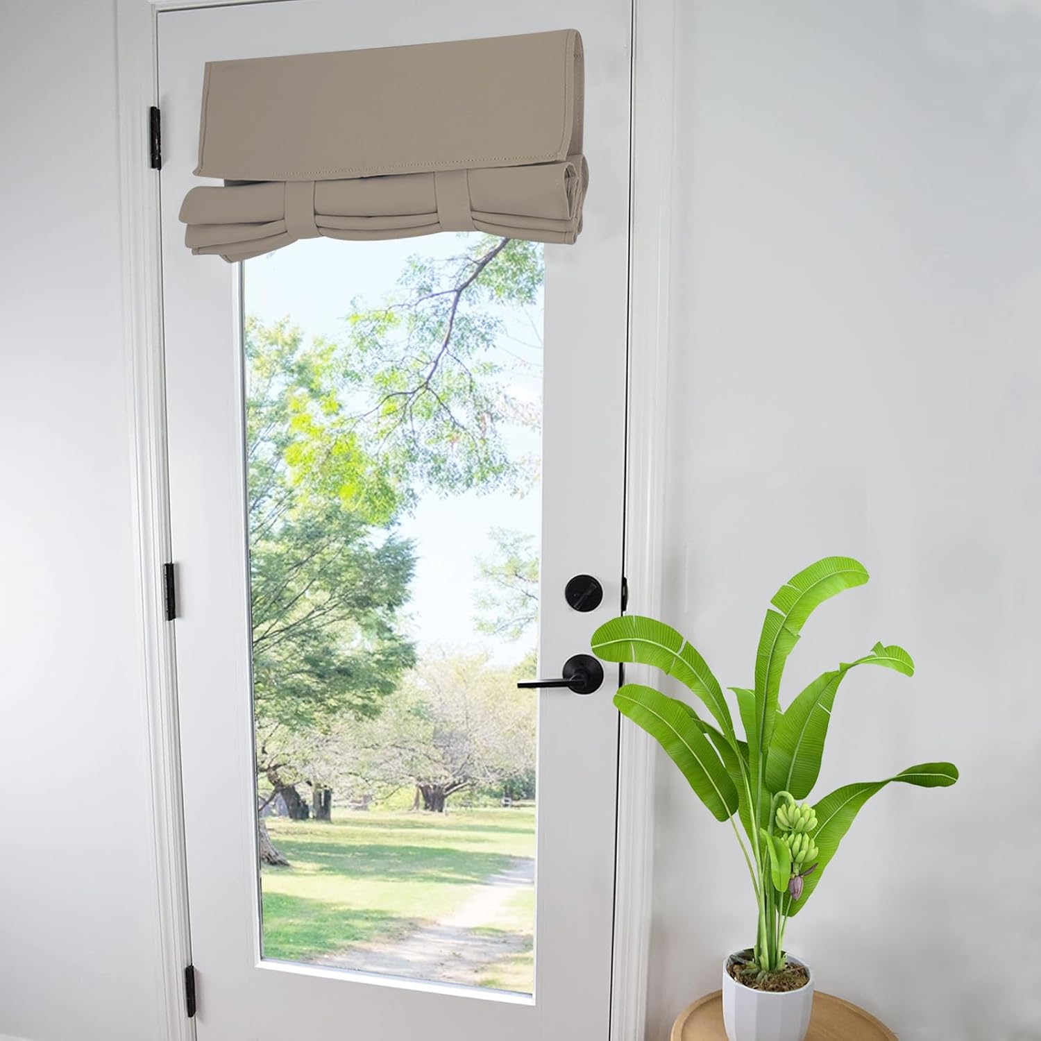 Cortinas de puerta francesa con tacto sedoso, aislamiento térmico, reducción de ruido, cortinas opacas para puerta de vidrio y oficina (25 pulgadas