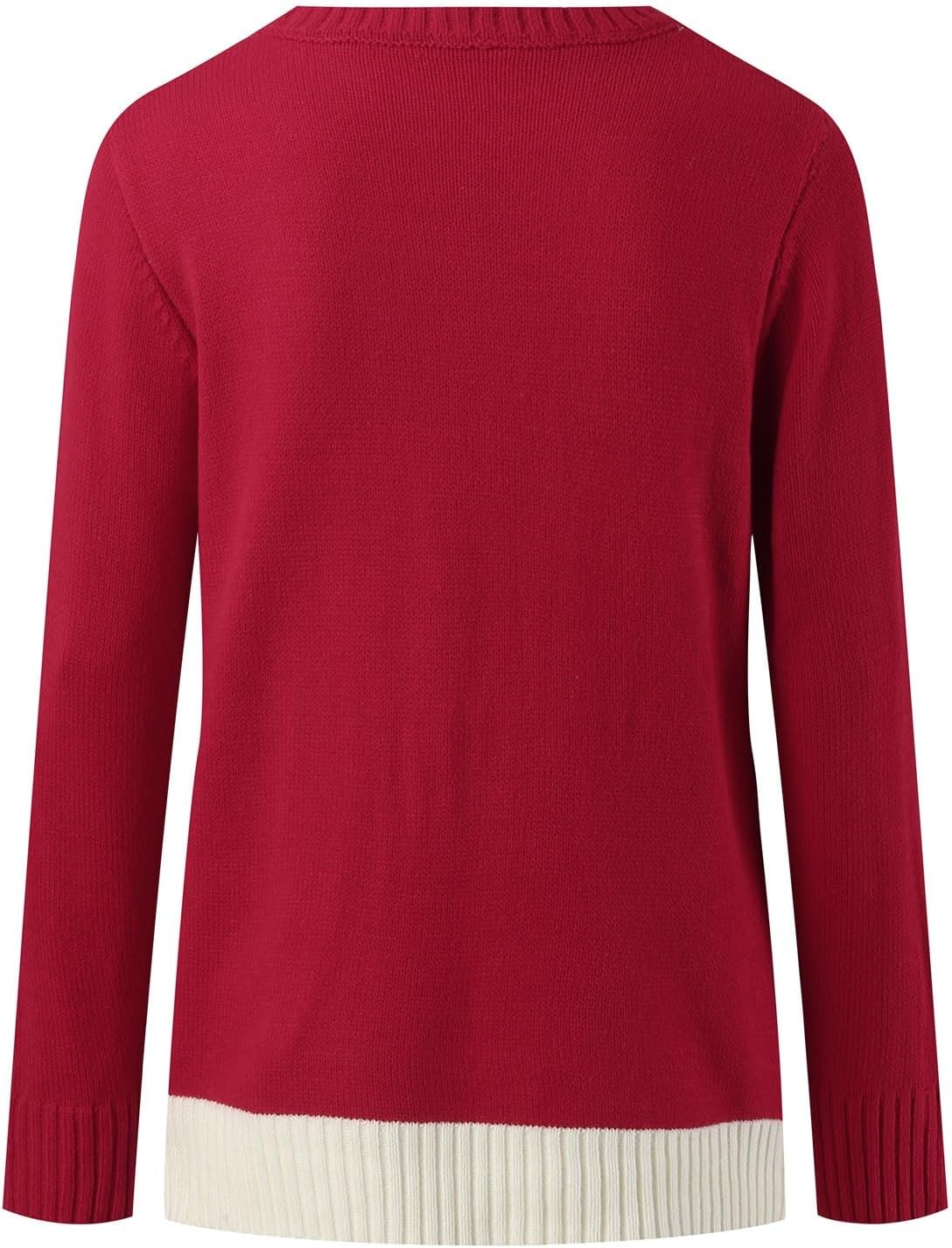 Suéter de Navidad para mujer, suéter de Navidad, muñeco de nieve, para fiesta, invierno, cálido, de manga larga, cuello redondo, sudadera de punto