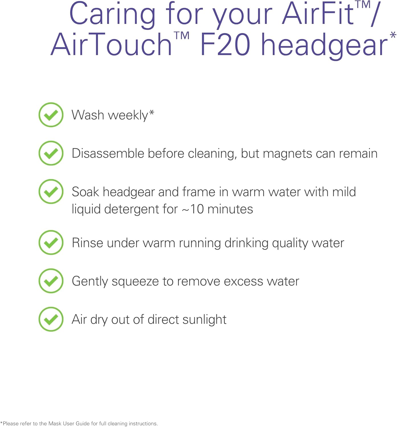 ResMed AirFitAirTouch F20 – Protector de cabeza de repuesto de cara completa, medianoestándar, azul