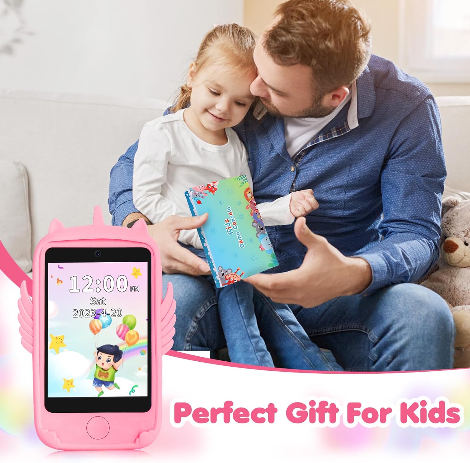 Teléfono inteligente para juguetes de niños, teléfono de juguete con pantalla táctil para niñas y niños, teléfono para niños con juegos, juguetes de