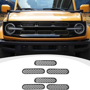 Para insertos de parrilla Bronco, 6 piezas de cubierta protectora de malla de rejilla frontal con clip compatible con accesorios exteriores Ford Para insertos de parrilla Bronco, 6 piezas de cubierta protectora de malla de rejilla frontal con clip compatible con accesorios exteriores Ford