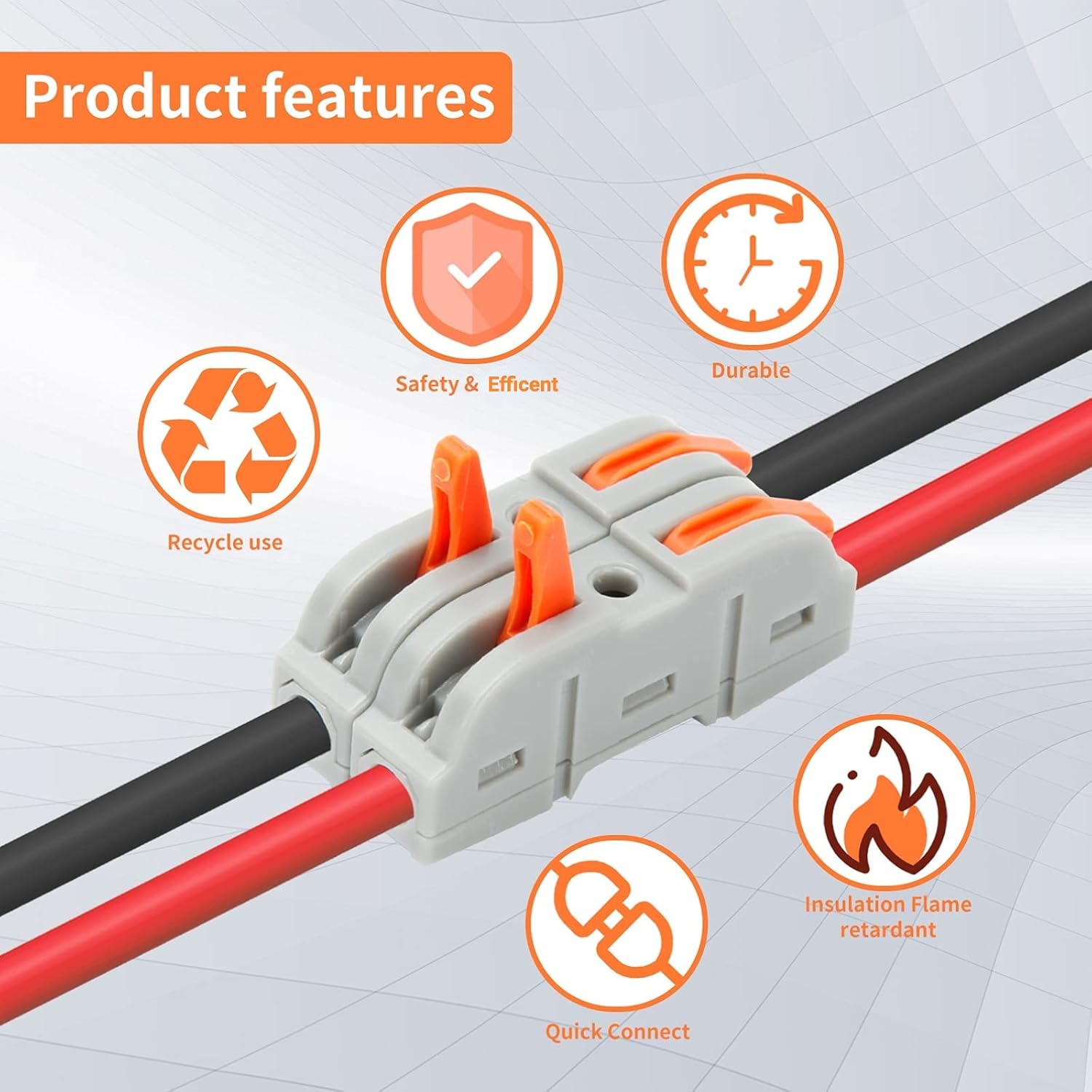 35PCS Lever Wire Nuts Connectors, 1Way Inline Conductors Compact Universal Wire Connectors, Electrical Splicing Connectors Quick Wiring Connect 24AWG