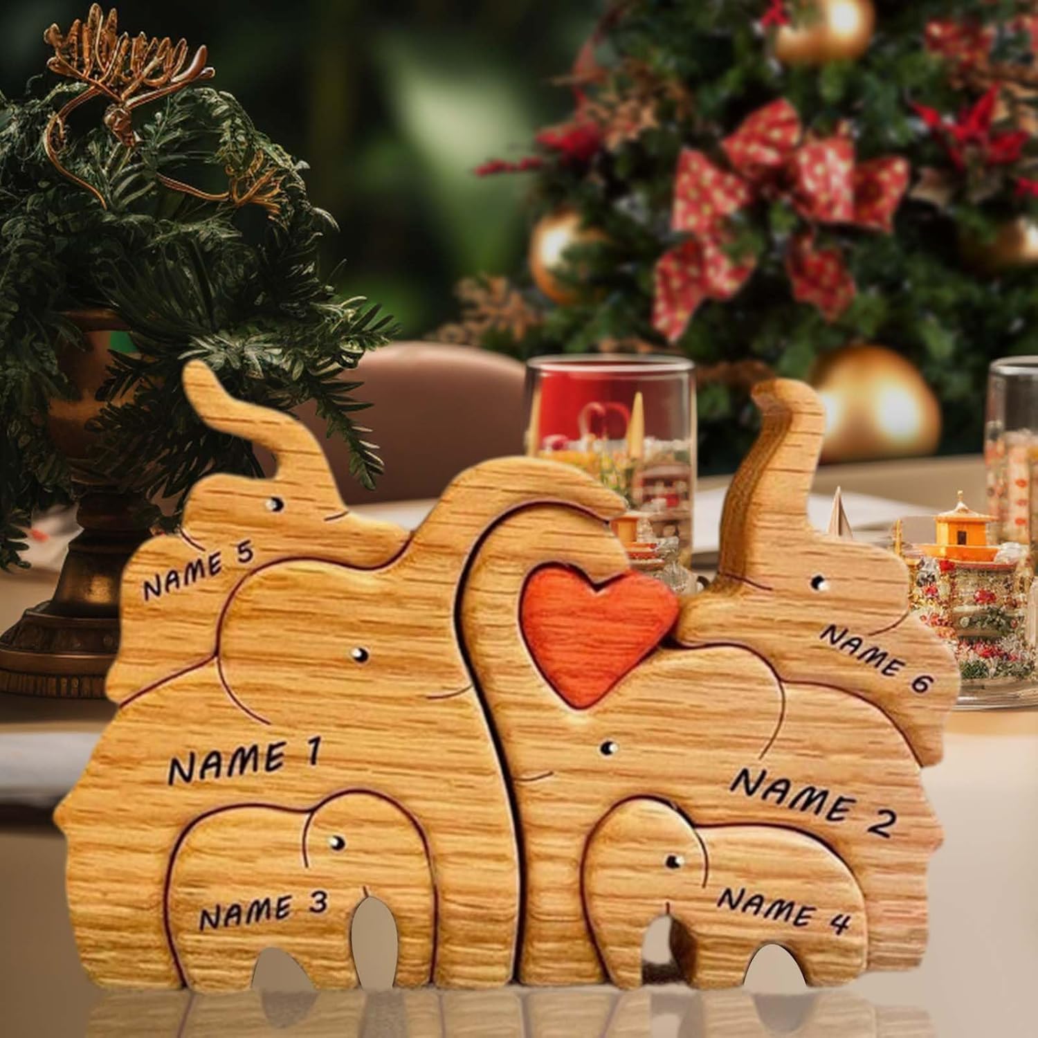 Rompecabezas de madera personalizado para la familia, regalos con nombre, rompecabezas de madera personalizable con 1-8 nombres, pieza decorativa