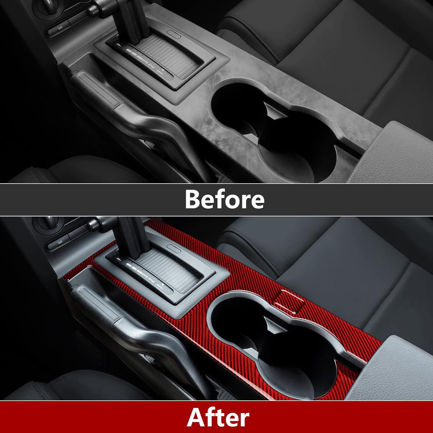 Fibra de carbono coche interior caja de cambios cambio panel etiqueta accesorios para Ford Mustang GT 2005 2006 2007 2008 2009