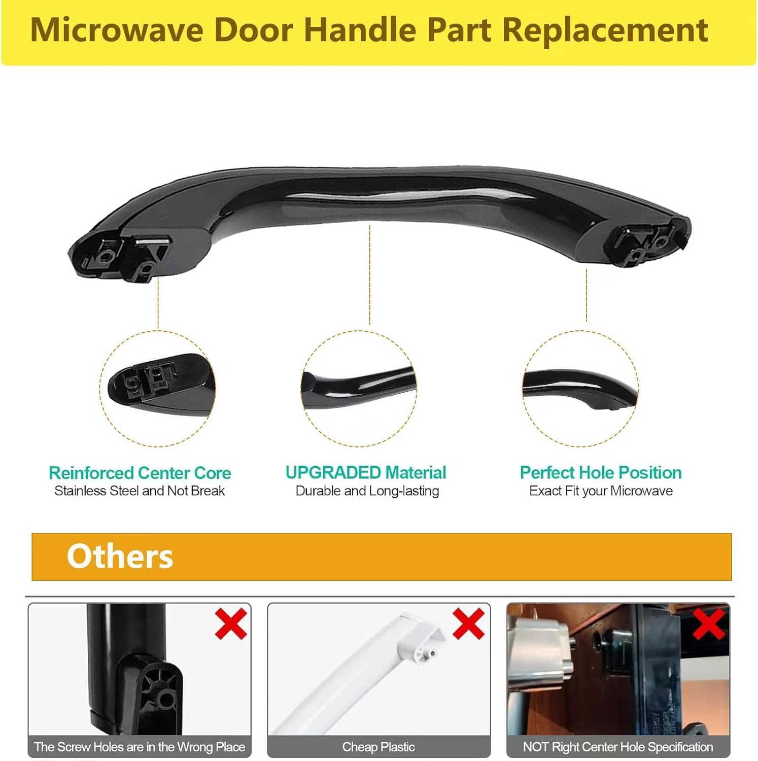 WB15X10144 Manija de puerta de microondas compatible con ge negro reemplazo de piezas de manija de puerta de microondas ap3792823 ah952973